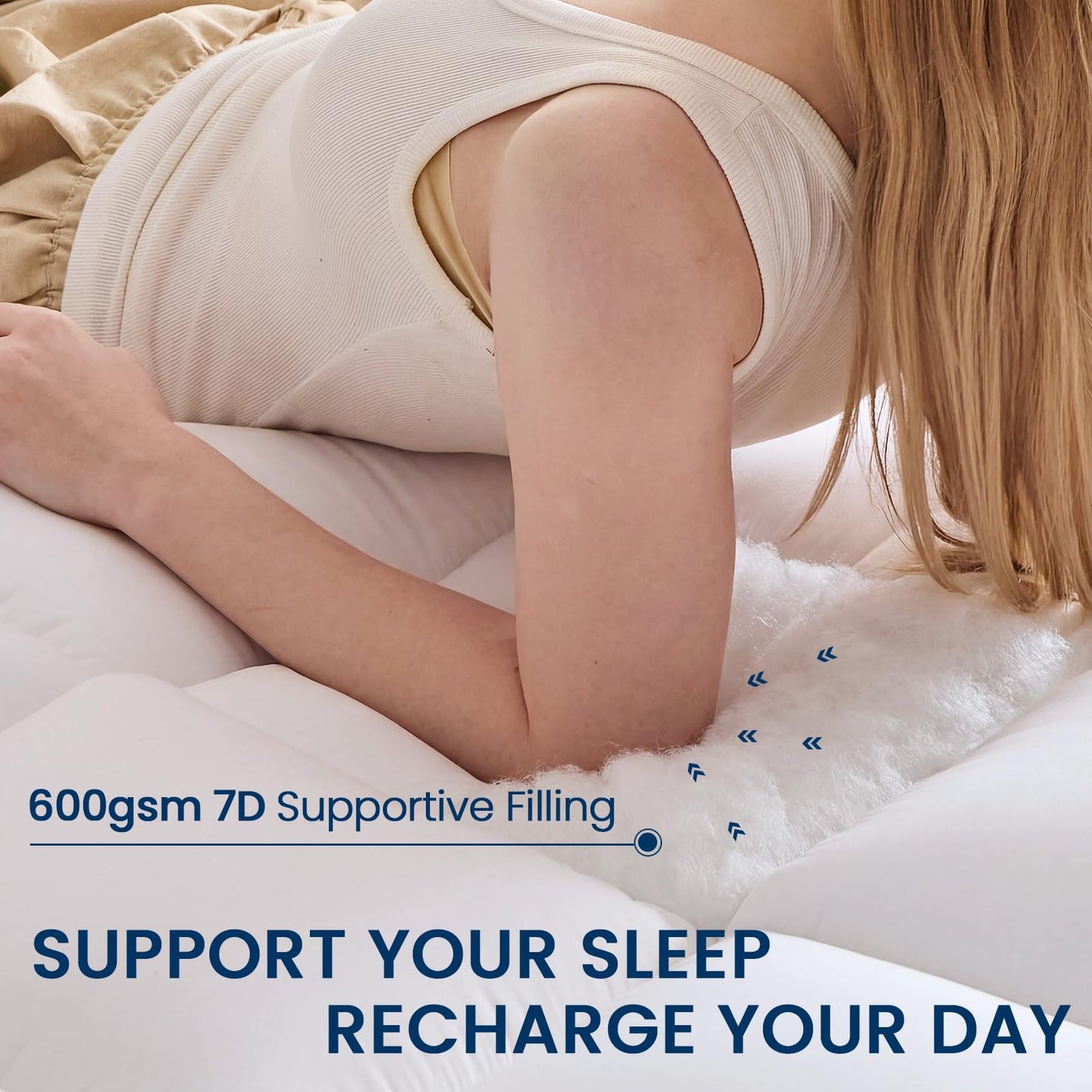 YUGYVOB Mattress Topper Double/Full Size, Thick Breathable Pillow Top Mattress Pad for Back Pain Relief, Deep Pocket Topper Fits 8"-20" (54×75 Inch)