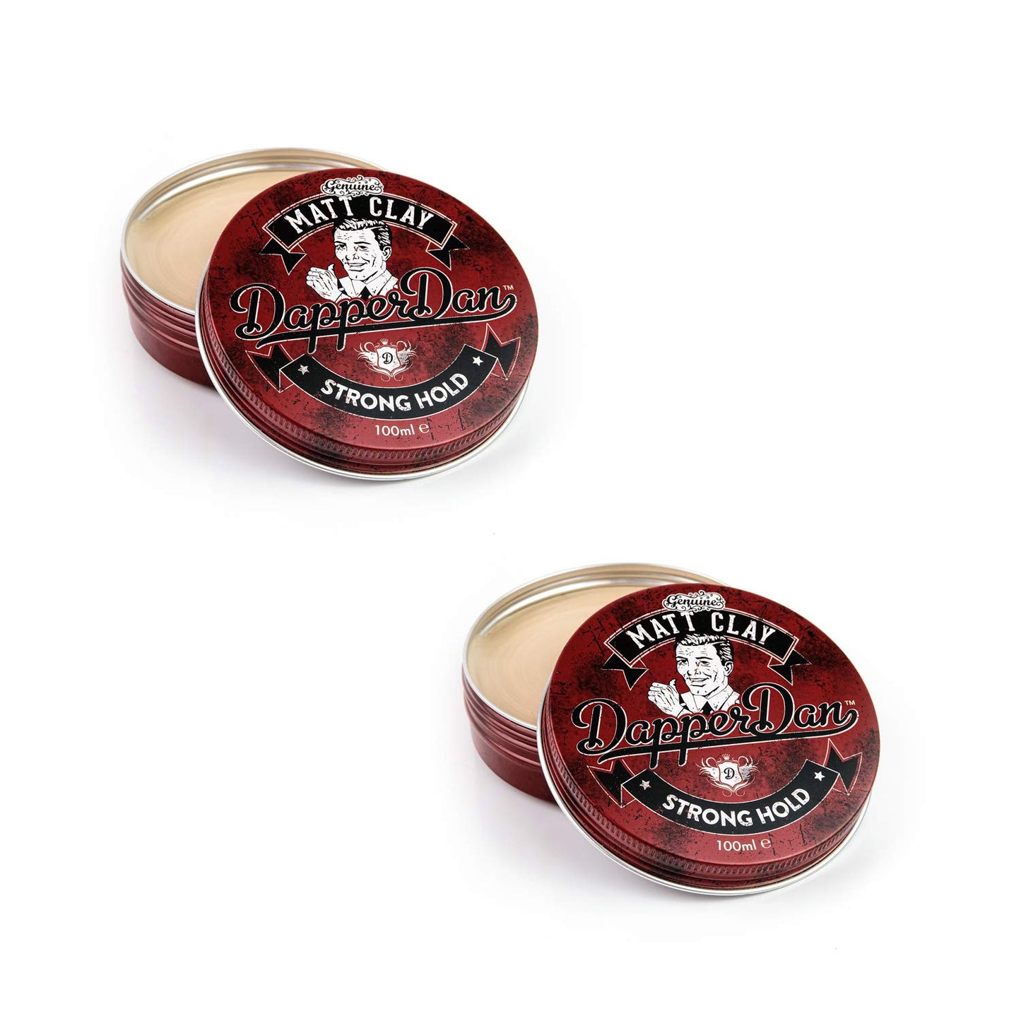 Dapper Dan Matt Clay, Strong Hold Matt Finish Mens Hair Styling Product, 2 x 100ml
