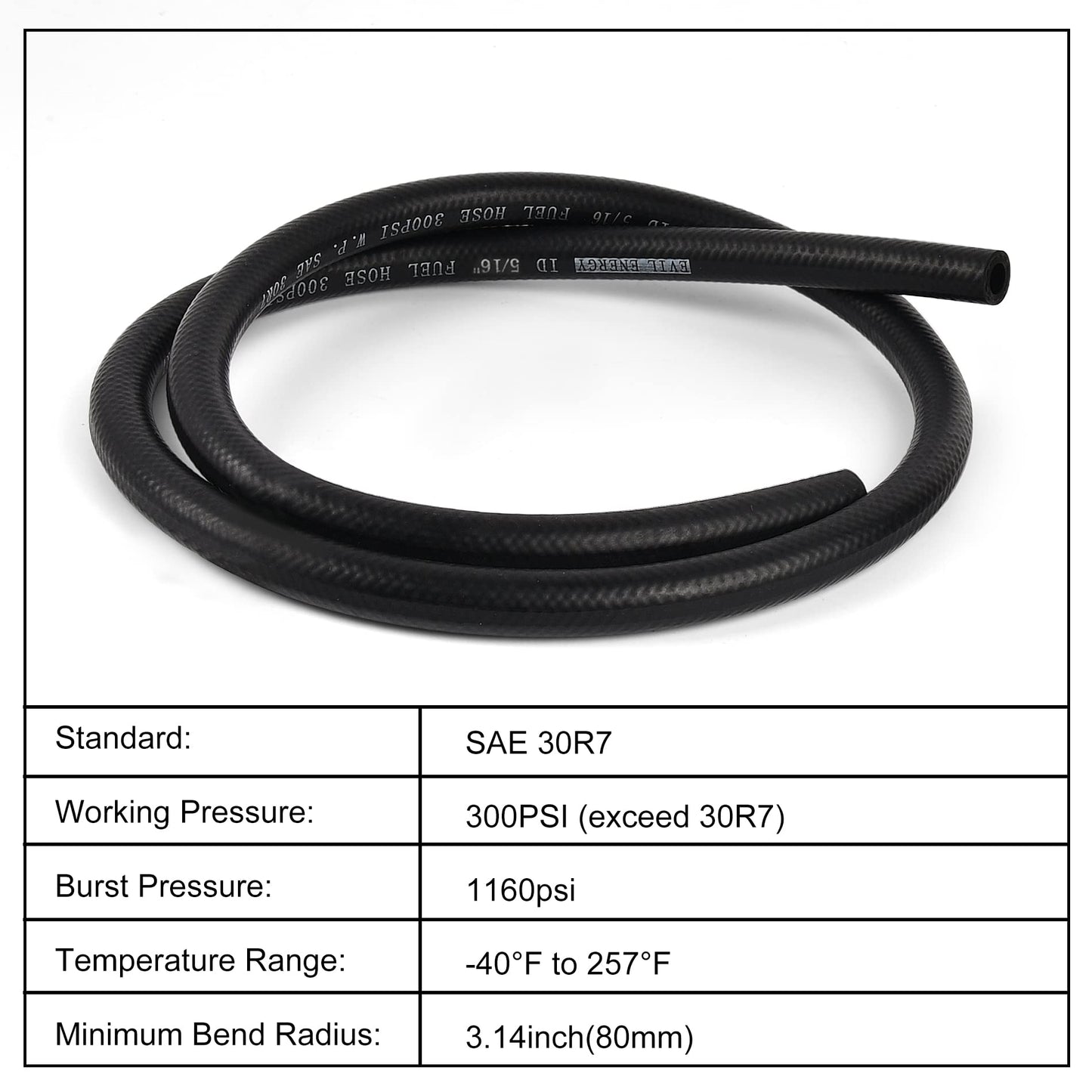EVIL ENERGY Fuel Line Hose 5/16 Push Lock Fuel Hose Rubber NBR SAE 30R7 10FT 300PSI