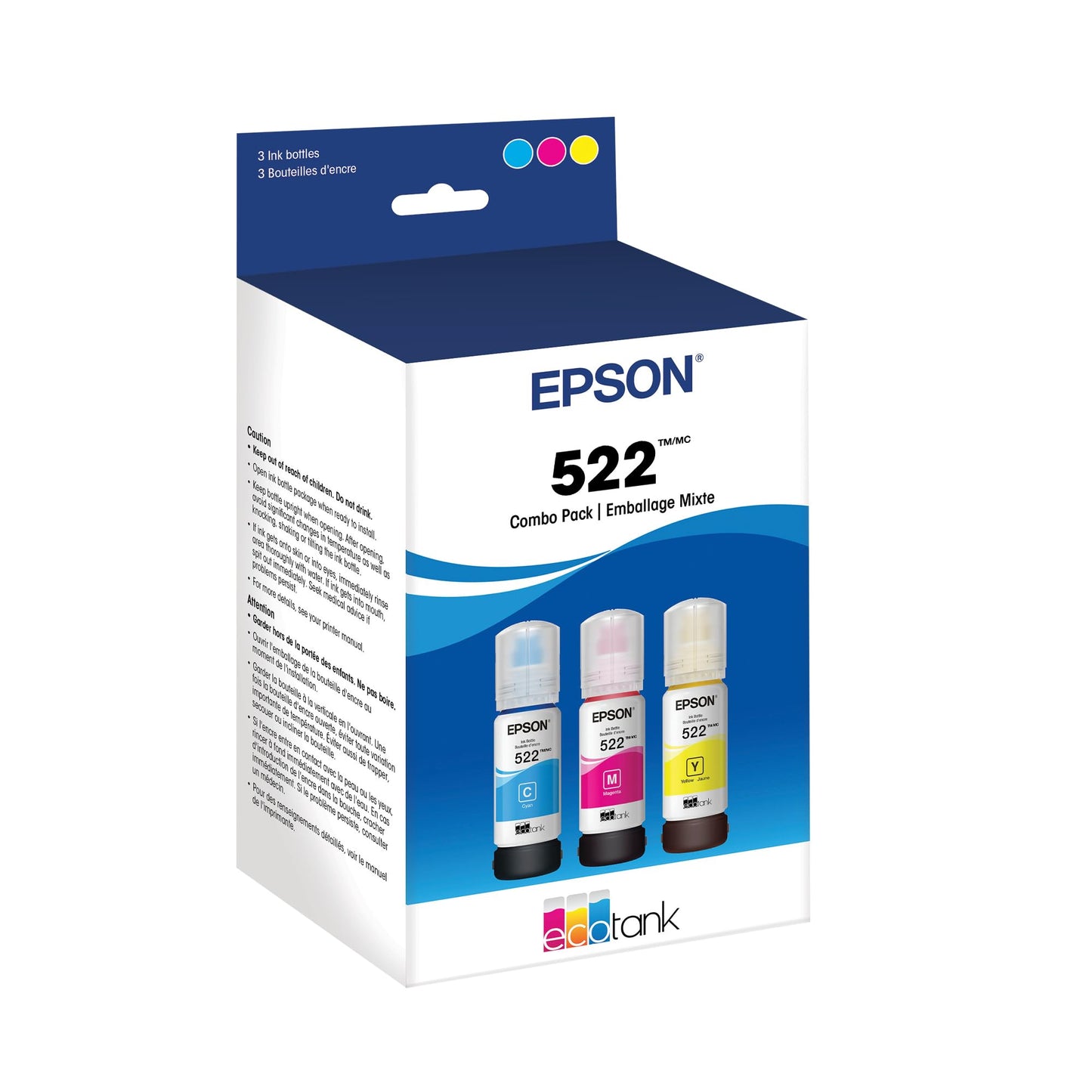 Epson 522 EcoTank Ink Ultra-high Capacity Bottle Cyan (T522220-S) Works with ET-2720, 2800, 2803, 2840, 4700, 4800, 4810