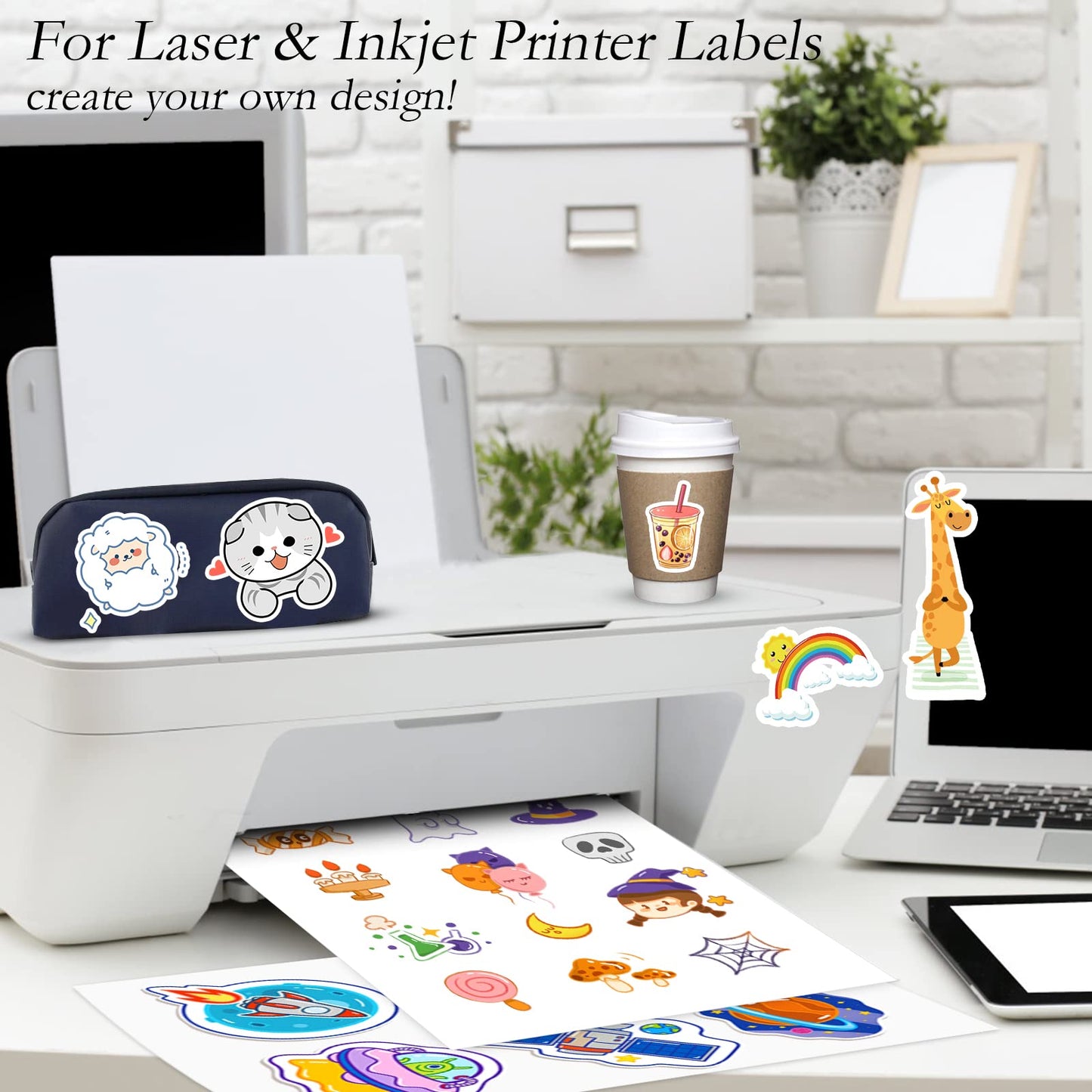 NefLaca 8.5" x 11" Full Sheet Labels, Shipping Address Labels Compatible Laser/Ink Jet Printer (1-up) (500 Lables)