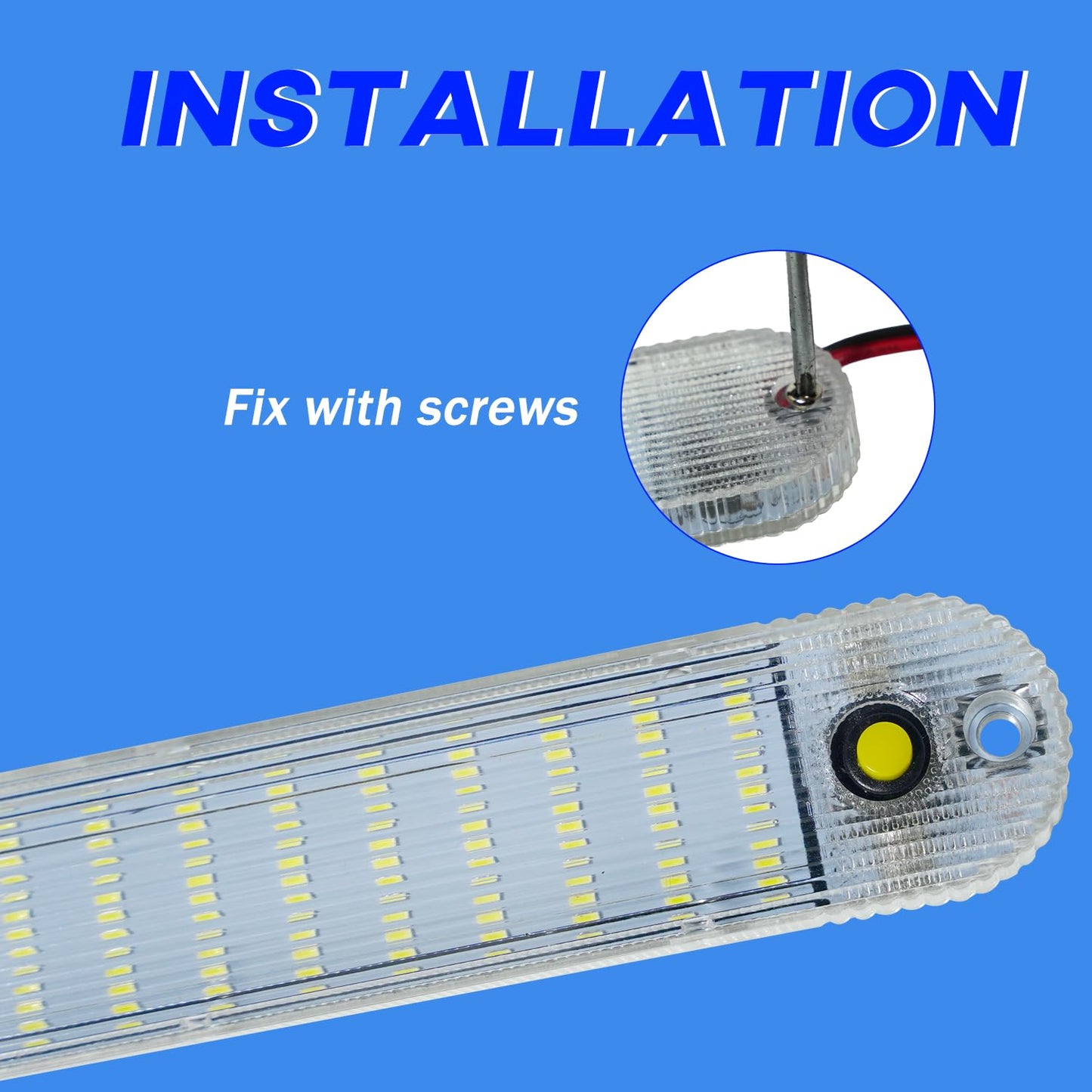 GZ5CG 12V Led Interior Light Bar 8 Packs 72Led 6500K White with ON/Off Switch 11Inch 12V 24V for Enclosed Cargo Trailer RV Van Truck Lorry Camper Caravan Motorhome (8Pcs)
