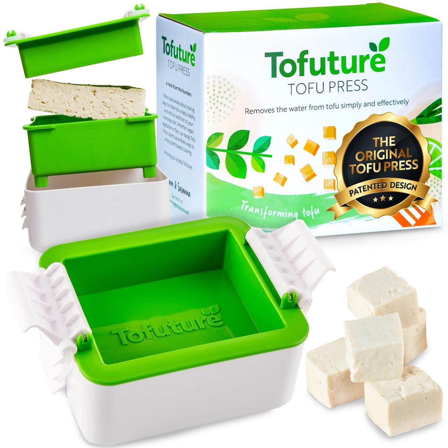 Tofuture Tofu Press - The Original and The Best Tofu Press for Transforming Your Tofu – Compact and Easy to Use it Presses The Water from Tofu Cleanly and Effectively – BPA Free and Dishwasher Safe