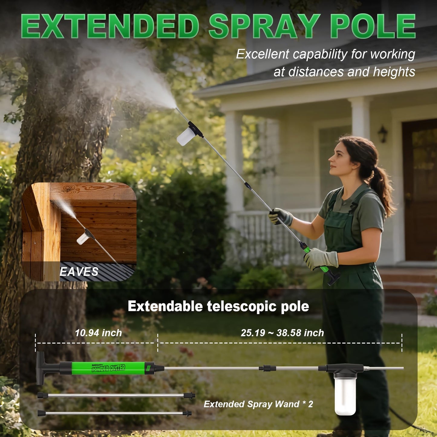 Honszex Diatomaceous Earth Duster, Reach Up to 4 FT, Diatomaceous Earth Powder Duster, Applicator, Sprayer, Spreader for Indoor Gardening and Outdoor Garden Plant Care