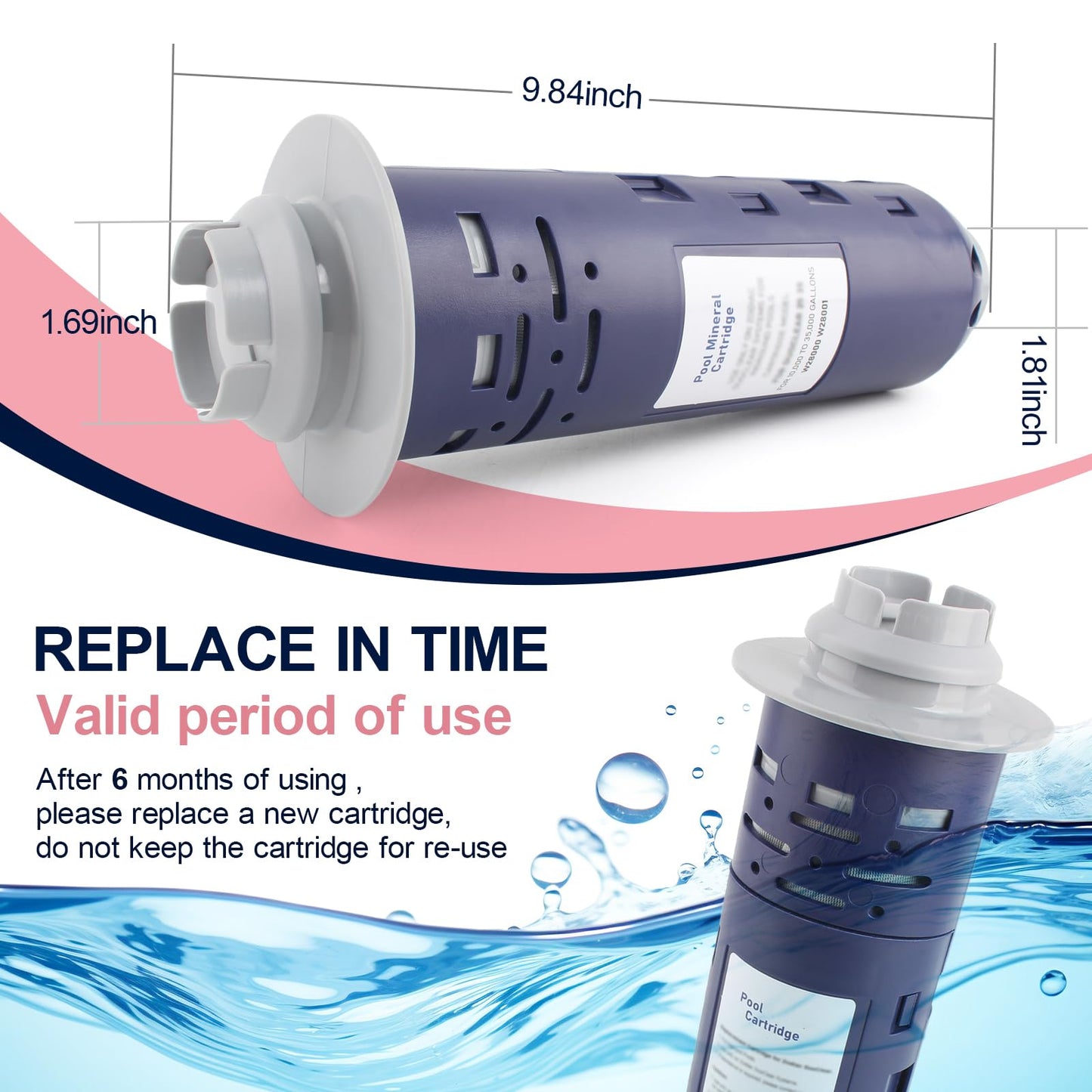 Replacement for Nature2 Cartridge W28000 W28001 Pool for Nature 2 Duoclear Cartridge Pool Fusion/Fusion Soft/Vision Pro for Zodiac Duoclear 25 35 System Sanitizer