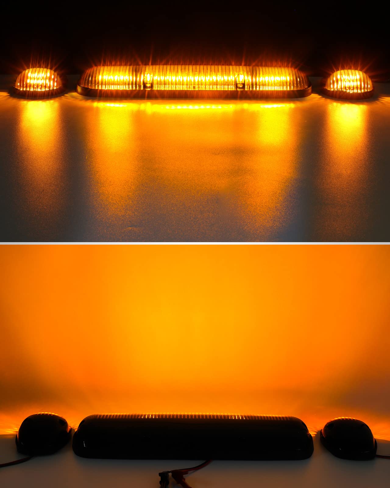 Partsam 3PCS 30LED Cab Marker Roof Running Lights Assembly Compatible with Silverado/Sierra 1500 1500HD 2500 2500HD 3500 2002-2007 Trucks Lights + Wiring Pack