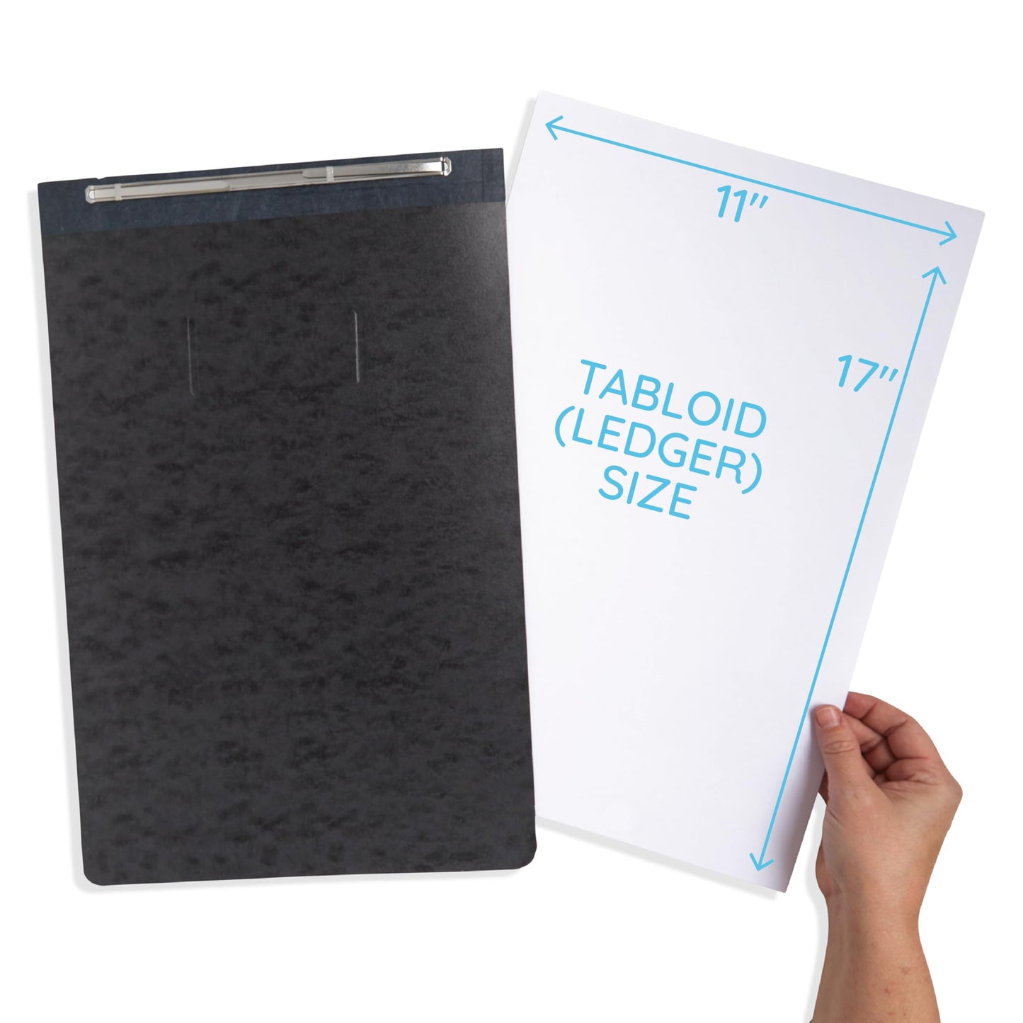 11x17 Pressboard Report Covers, Metal Prong Top Fastener, 3” Capacity, Tabloid/Ledger Size, Black, 10 Pack
