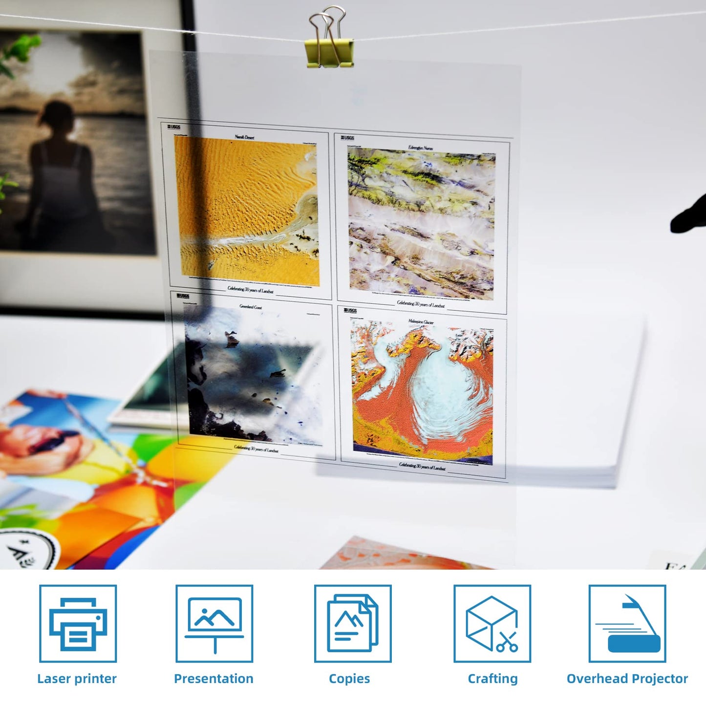 Transparency Film Inkjet 8.5x11 Inches 200 Sheets 100% Clear Silk Screen Printing Color Quick-Dry Universal OHP Overhead Projector Transparencies Paper Crafting (8.5x11inches-200sheets)