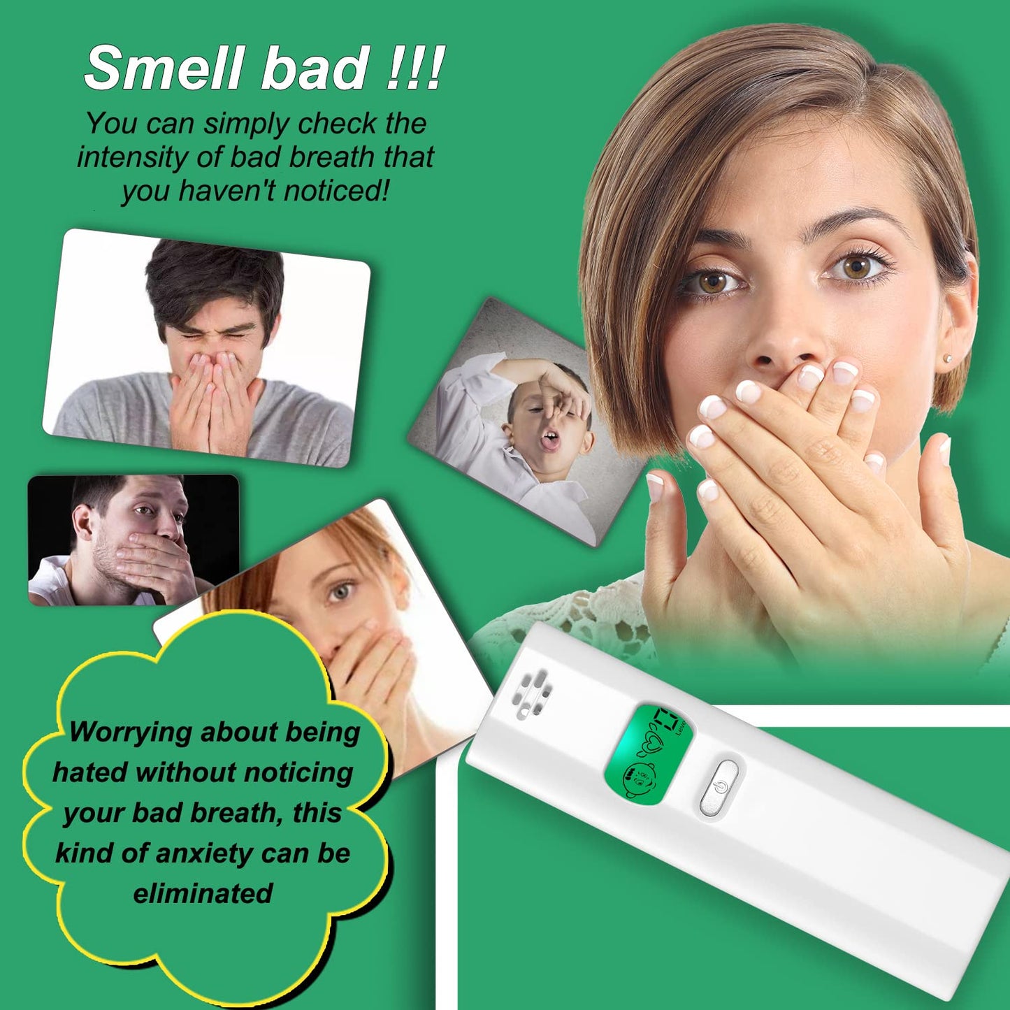 Bad Breath Tester Odor Breath Detector Professional Personal Bad Smell Checker Analyzer for Personal Oral Cavity Testing