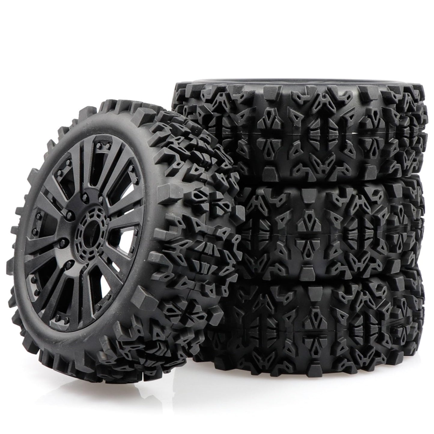 Acekeeps 4-Pack 1/8 RC Buggy Tires Mounted 17mm Hex Wheels OD 120mm for Losi Team Arrma Typhon 3S 6S HSP HPI RC Off-Road Car