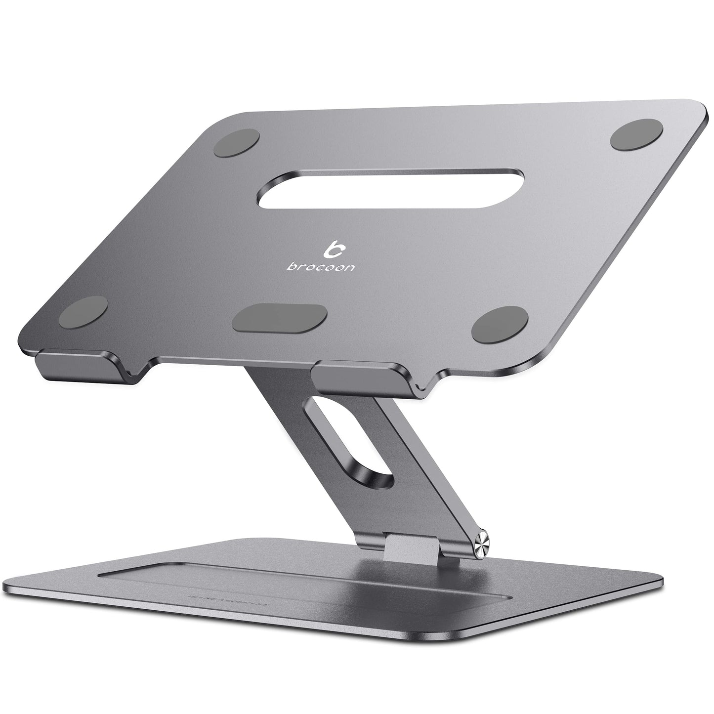 Brocoon Adjustable MacBook Laptop Stand for Desk | Ergonomic Aluminum Laptop Riser with Heat-Vent, Compatible for 10-17" Laptops, Space Grey