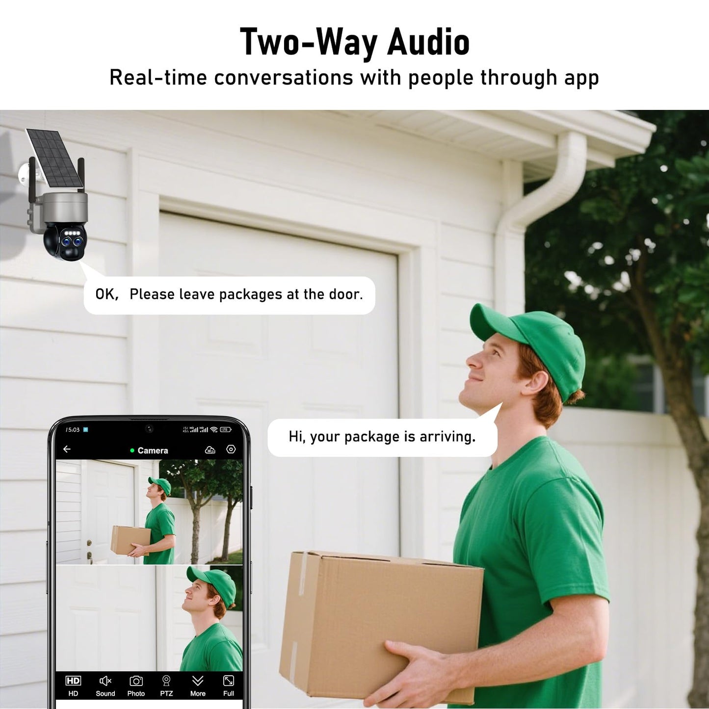 Caluxe 4K Solar Security Cameras Wireless Outdoor, 5G/2.4G WiFi 6, 360° PTZ Camera Surveillance Exterieur with Color Night Vision, 2-Way Audio, PIR Motion Detection, Auto Human Tracking, Waterproof