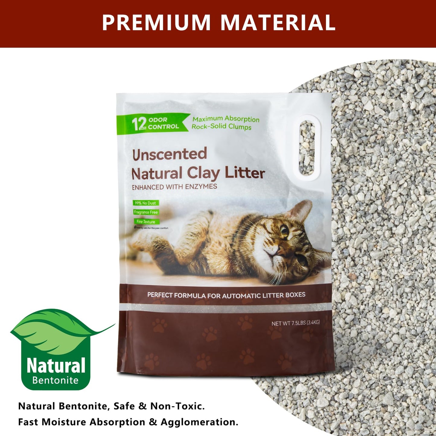 Coziley Clumping Cat Litters 2 Pack, 7.5lb Sodium Bentonite Cat Litter - Fast Clumping, Dual Odor Control with Enzymes, Low Dust & Safe for Cats