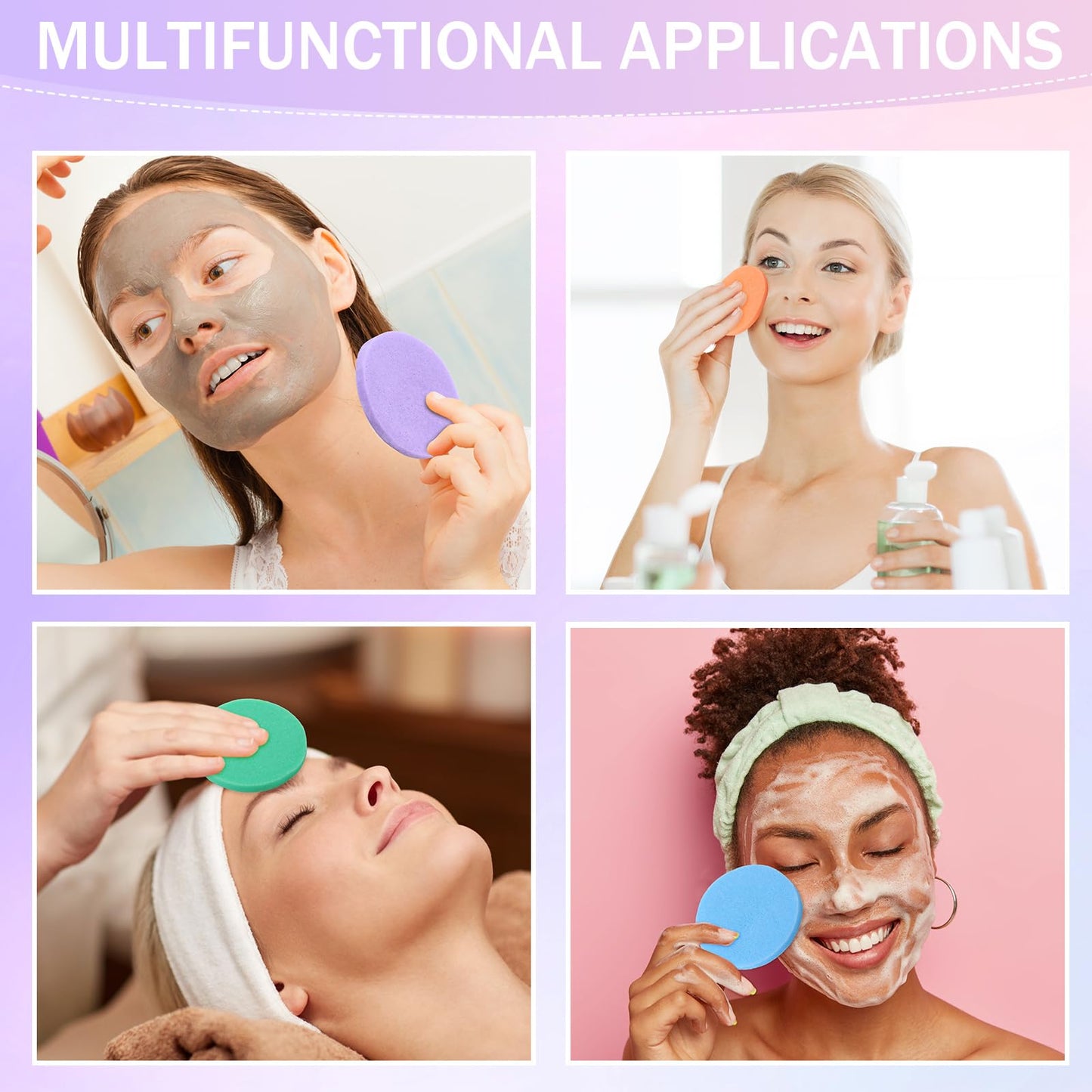 Mifoci 960 Pieces Compressed Facial Sponges for Estheticians, Makeup Removal Sponge Pads for Women Spa Exfoliating Face Wash, 8 Colors