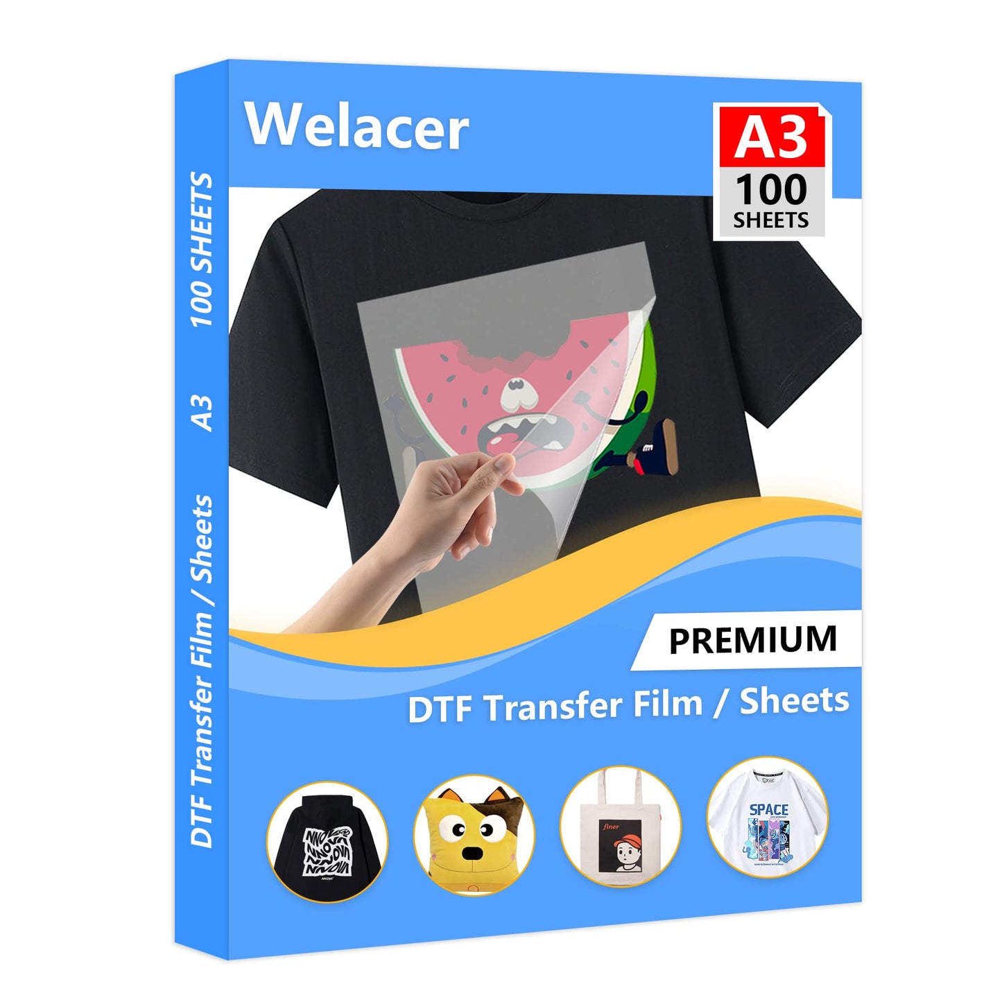 99 Sheets DTF Transfer Film Paper A3 Double Sided Thick Clear Pretreat Sheets, PET Heat Transfer Paper for Inkjet Printer DTG Printer Direct Print On T Shirts Textile