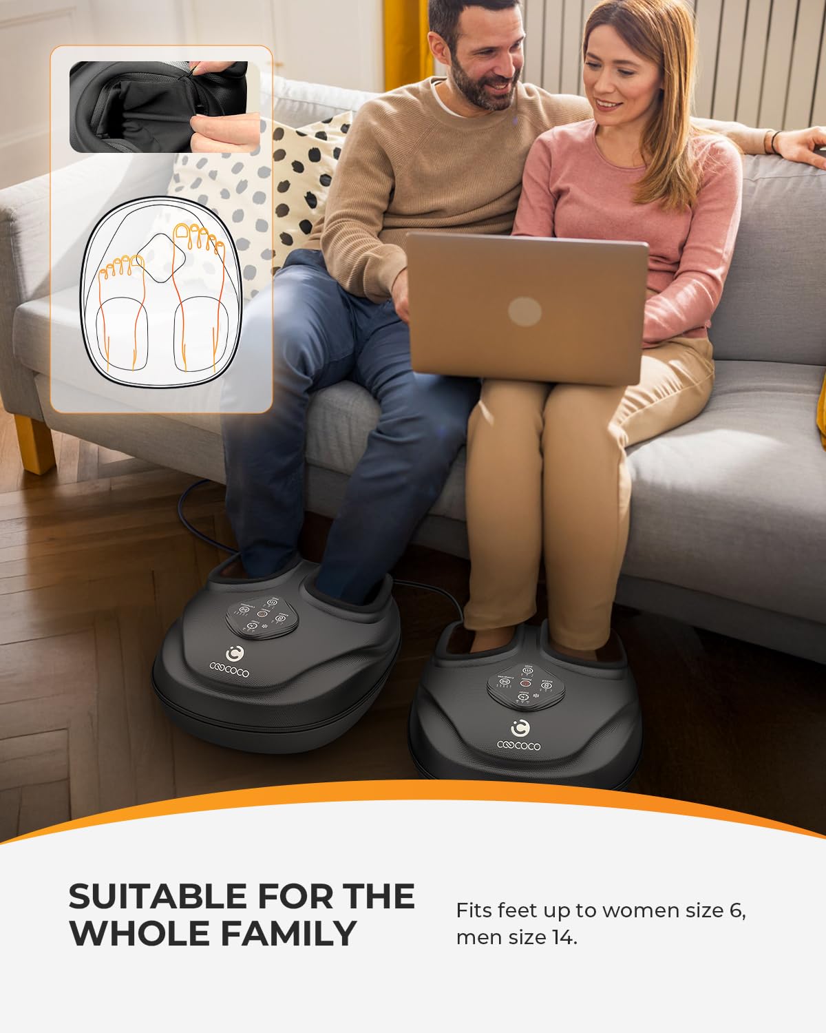 CooCoCo Shiatsu Foot Massager with Heat, Heated Feet Massage Machine, Foot Warmer, Kneading & Compression, Gifts for Women Men Mom Dad, Relax for Home Office
