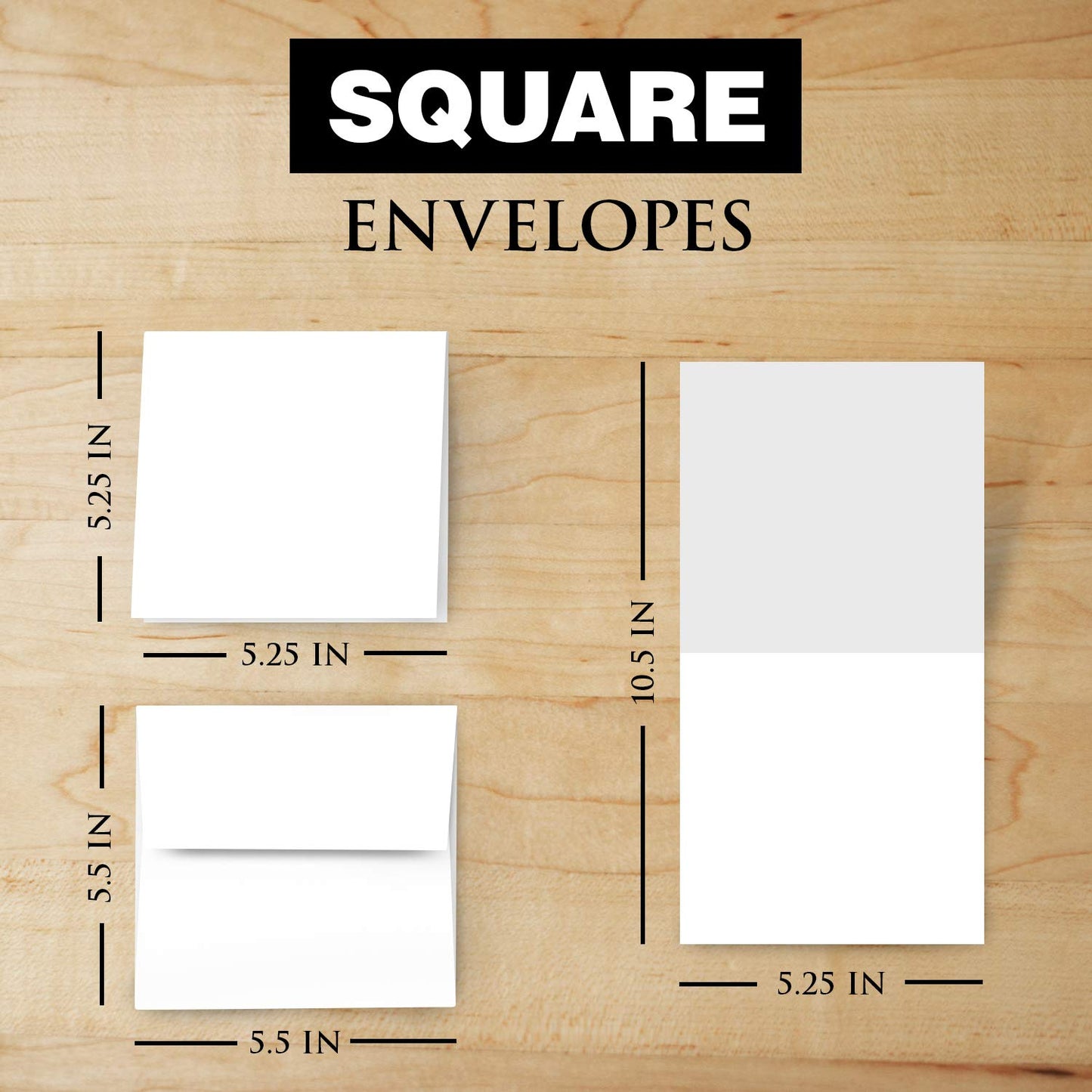 Square Greeting Cards Set - White Blank Half Fold Cards with Envelopes – Great for Greetings, Thank You and Invitation Cards | 5.25 x 5.25 Inch Card Stock W/ 5.5 x 5.5 Envelopes | 25 Sets per Pack