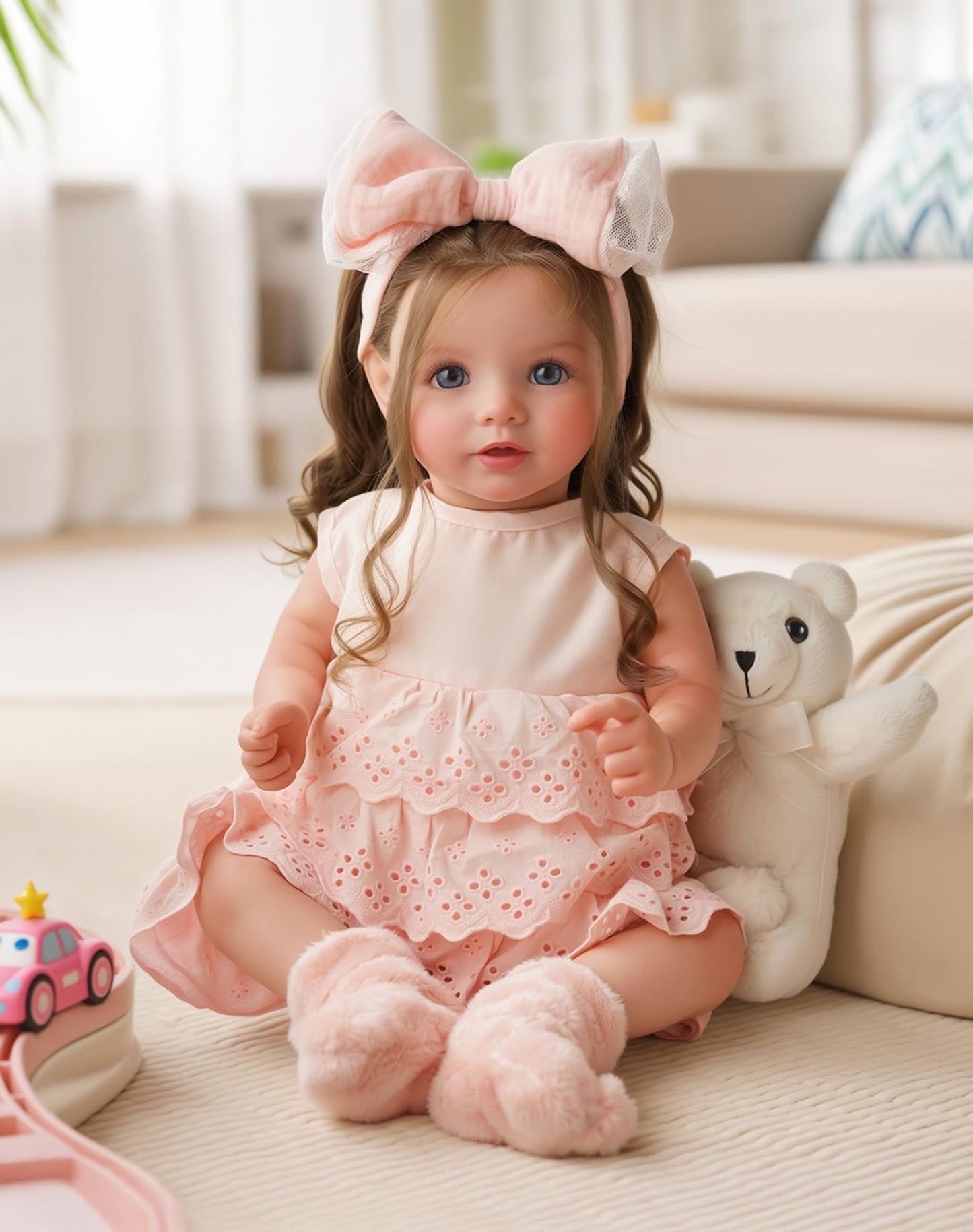 BABESIDE Lifelike Reborn Baby Dolls Dara - 20 Inch Realistic-Newborn Baby Doll Brown Hair Girl Handmade Real Life Toddler Dolls with Clothes and Toy Accessories Gift for Kids Age 3+