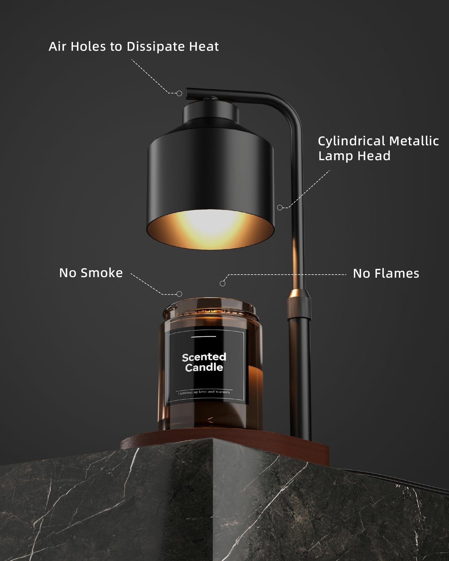 Candle Warmer Lamp with Timer & Dimmer Compatible with Yankee Candles, Adjustable Height Candle Warmer for Jar Candles, Wax Melt Lamp for Home Decor & Gifts,Candle Light Warmer with 2 Bulbs,Black
