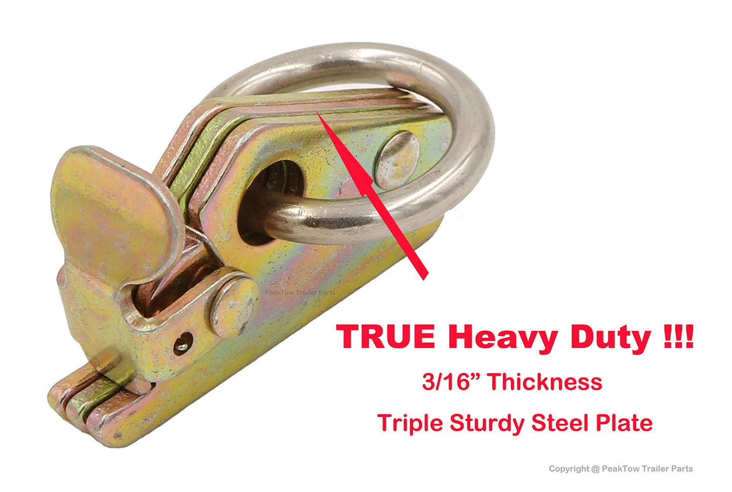 PEAKTOW PTT0034 Heavy Duty E Track Rope O Ring Tie-Down Hook 10PK