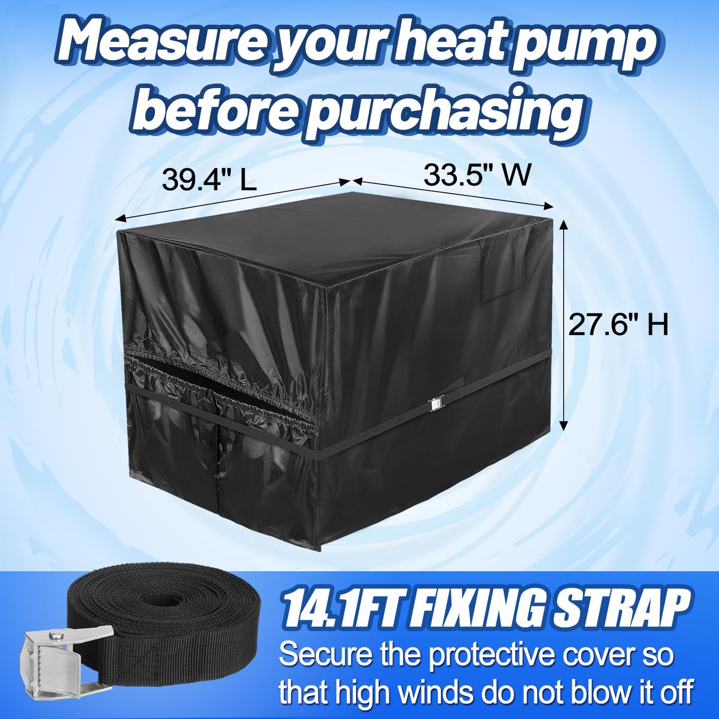 PAMASE Pool Heater Cover - 41.3" L*35.4" W*31.5" H Pool Pump Cover for Winter, PVC Coated 420D Heavy Duty Antifreeze Equipment Shade fits Hayward, Insulation Rainproof Snowproof