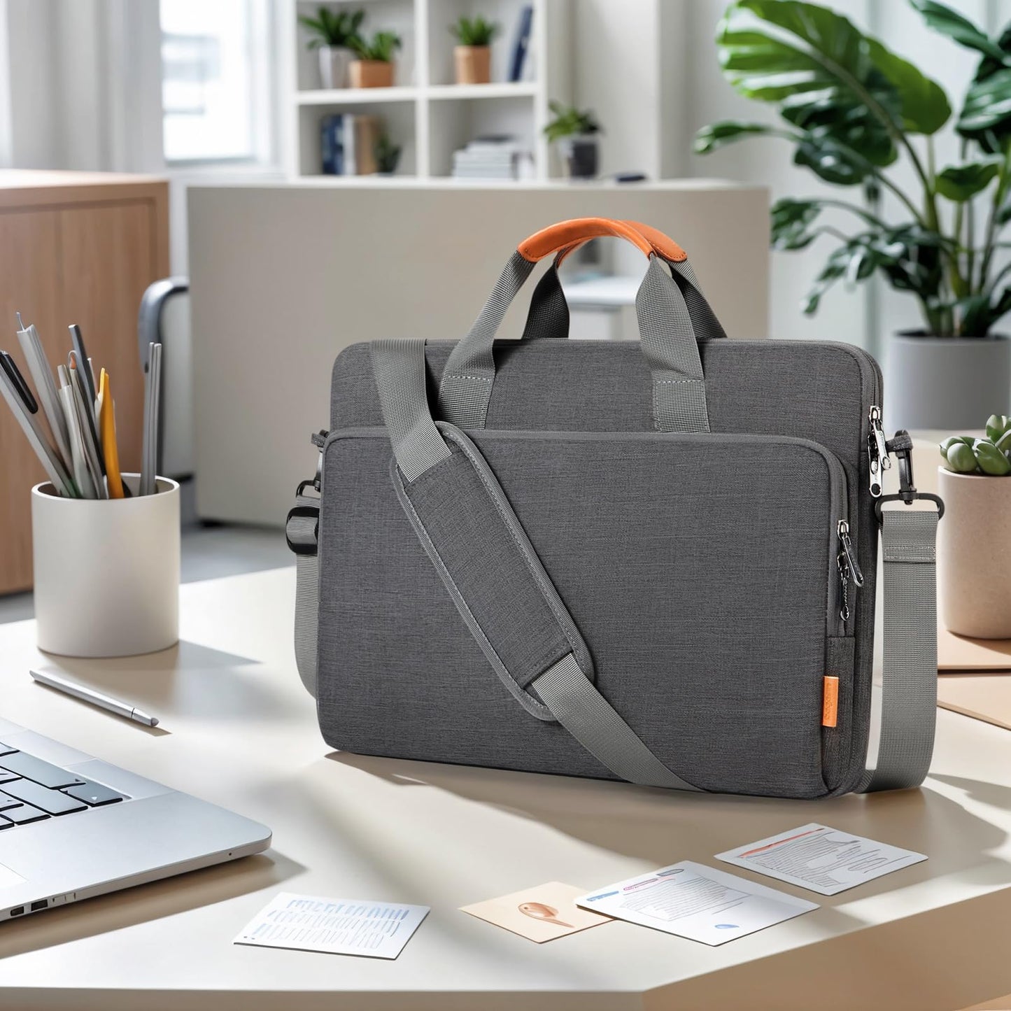 bagasin 15 15.6 16 inch Laptop Computer PC Shoulder Bag Carrying Case, Water-Repellent Fabric Briefcase, Lightweight Toploader, Business Casual or School