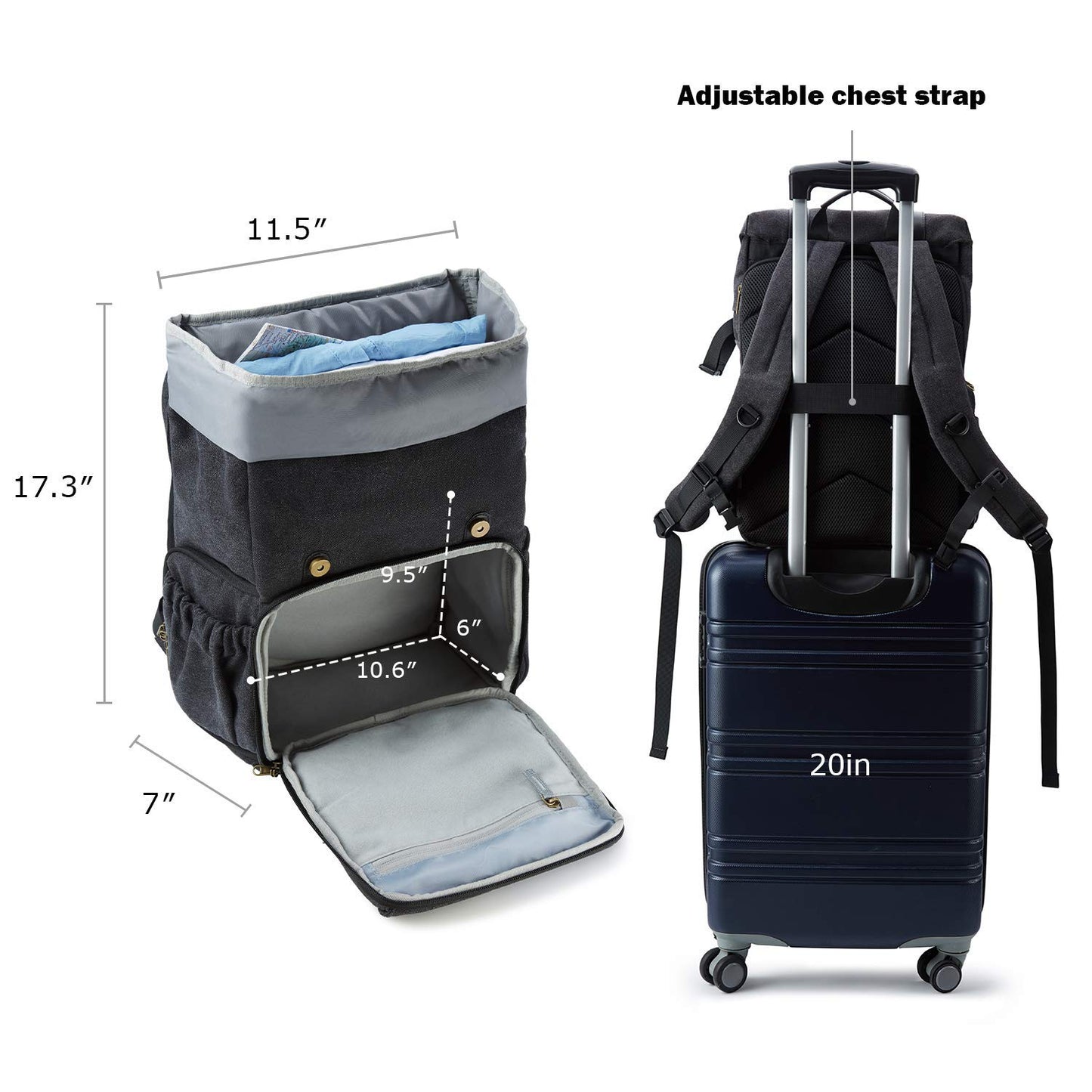 Camera Backpack, BAGSMART Camera Bag Anti-Theft DSLR SLR Canvas Backpack Fit up to 15" Laptop with Rain Cover, Tripod Holder for Women and Men,Black