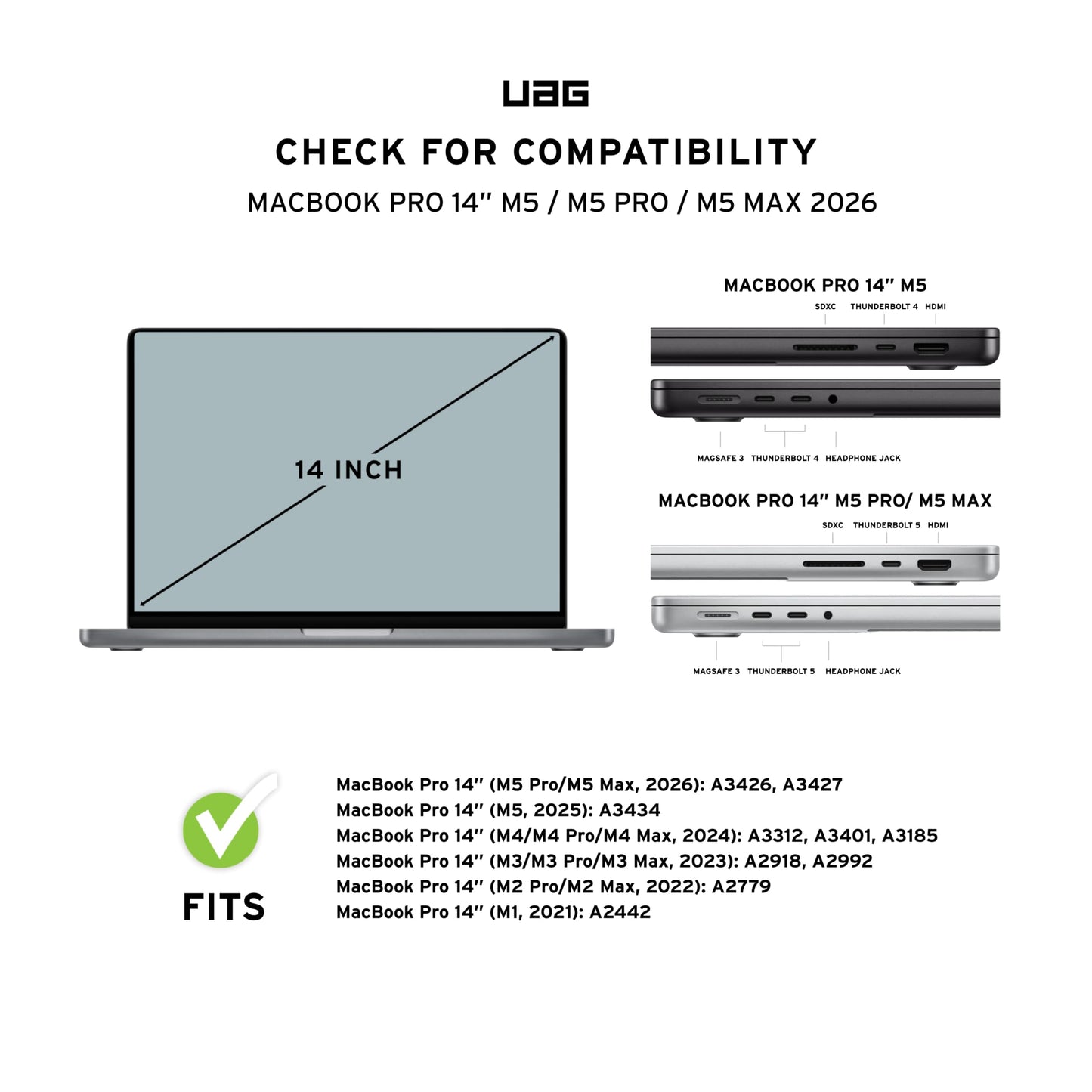 URBAN ARMOR GEAR UAG Designed for MacBook Pro 14" M5/M4/M3 2023-2025 (A3434, A3112, A3401) Case - Rugged One Piece Hardshell Transparent Clear Scratch Resistant Protective Cover, Essential Armor Ice