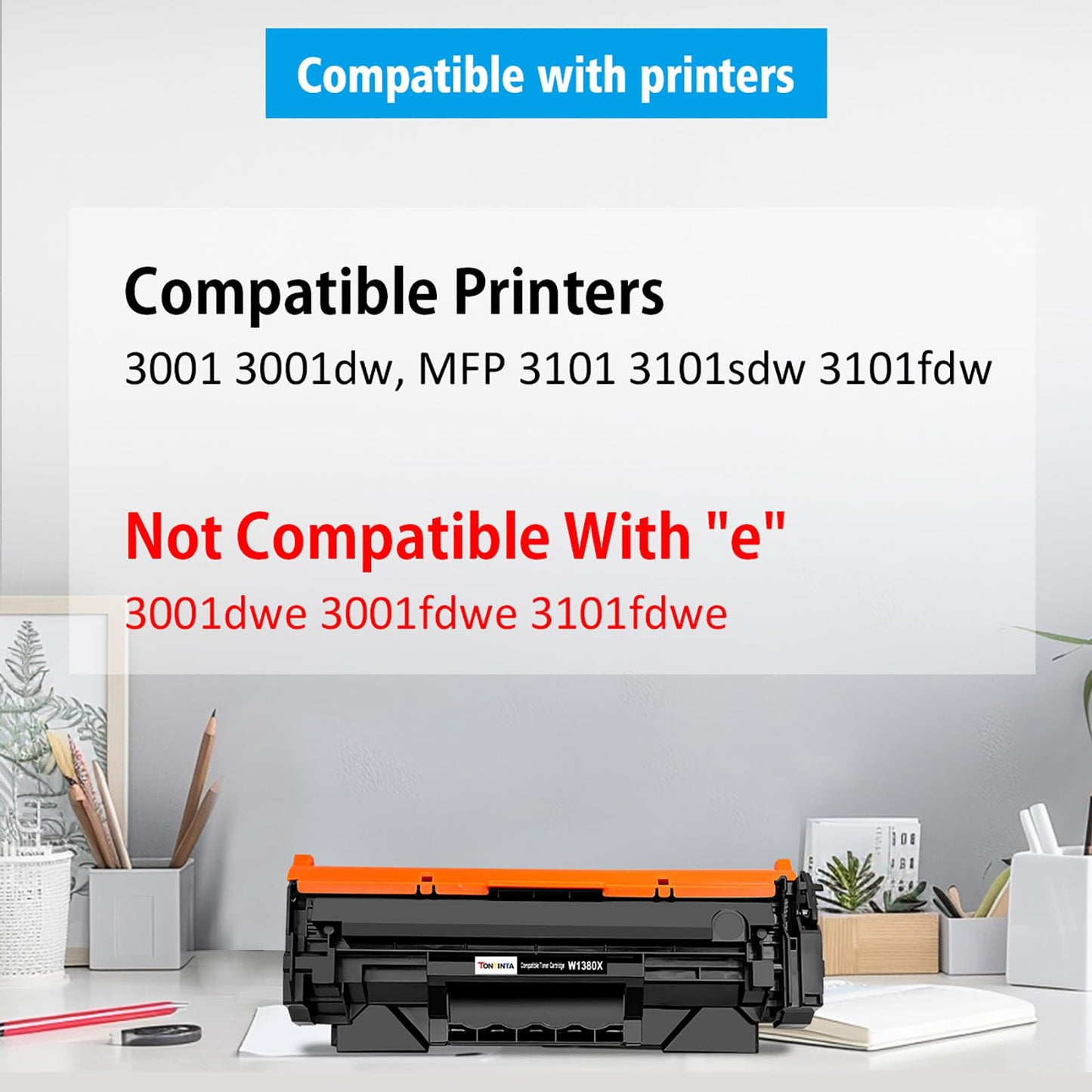[with CHIP] 138X W1380X ( 138A W1380A ) Compatible Toner Cartridge High Capacity Black for 3001 3001dw MFP 3101 3101sdw 3101fdw, Not Compatible with Printers That Have an e Suffix