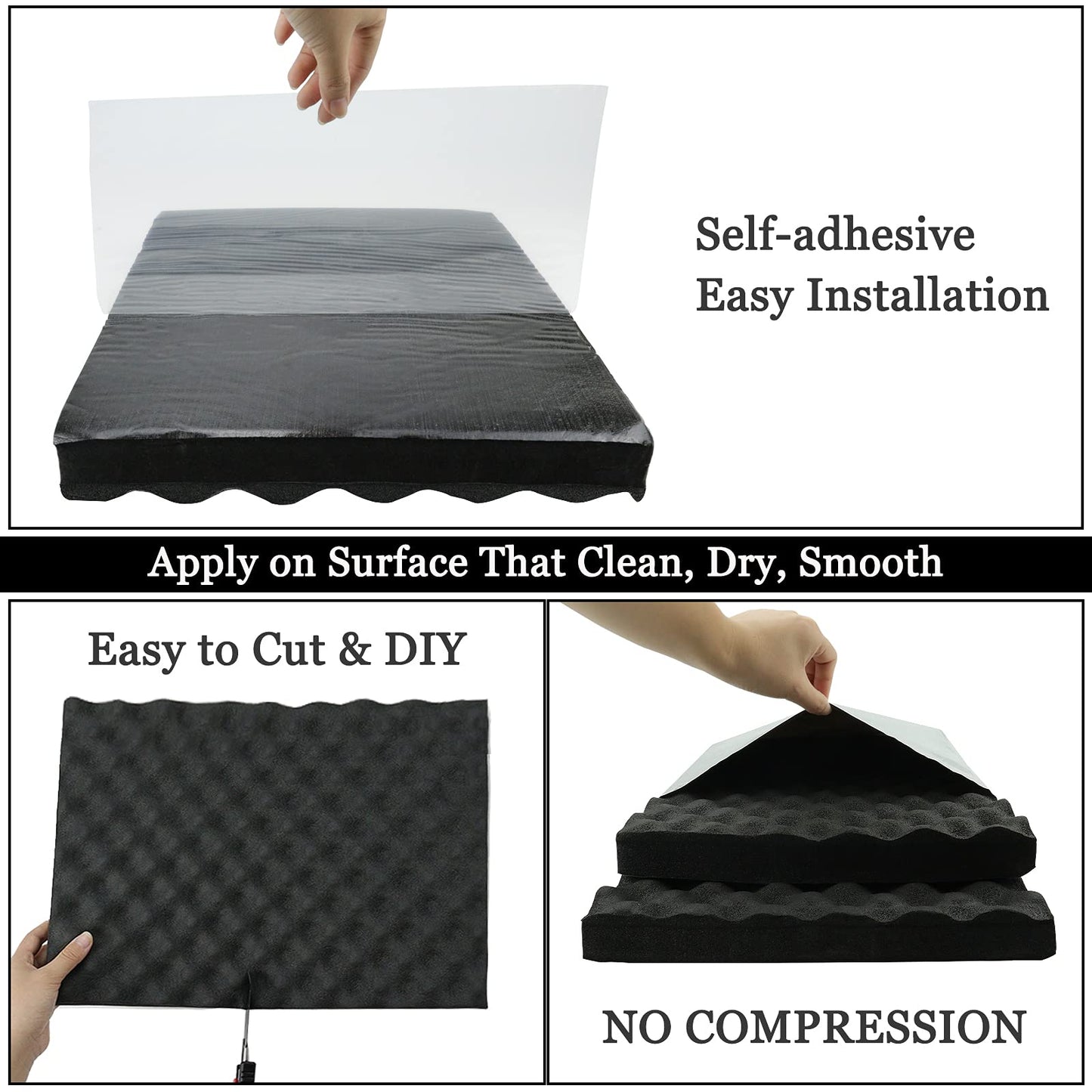 BXI Soundproofing Closed Cell Foam - 8 Pack Self-Adhesive 16'' X 12'' X 1'' Thickened Egg Crate Sound Proof Foam - Acoustic Foam Panels Great for Noise & Thermal Insulation (Black)
