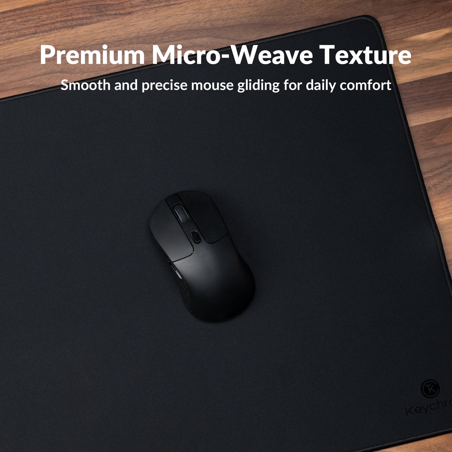 Keychron XL Gaming Mouse Pad Desk Mat, 35.4" × 15.7", Soft Micro-Weave Surface, Non-Slip Rubber Base, Anti-Fray Stitched Edges, Extended Large Mousepad for Gaming & Office – Black