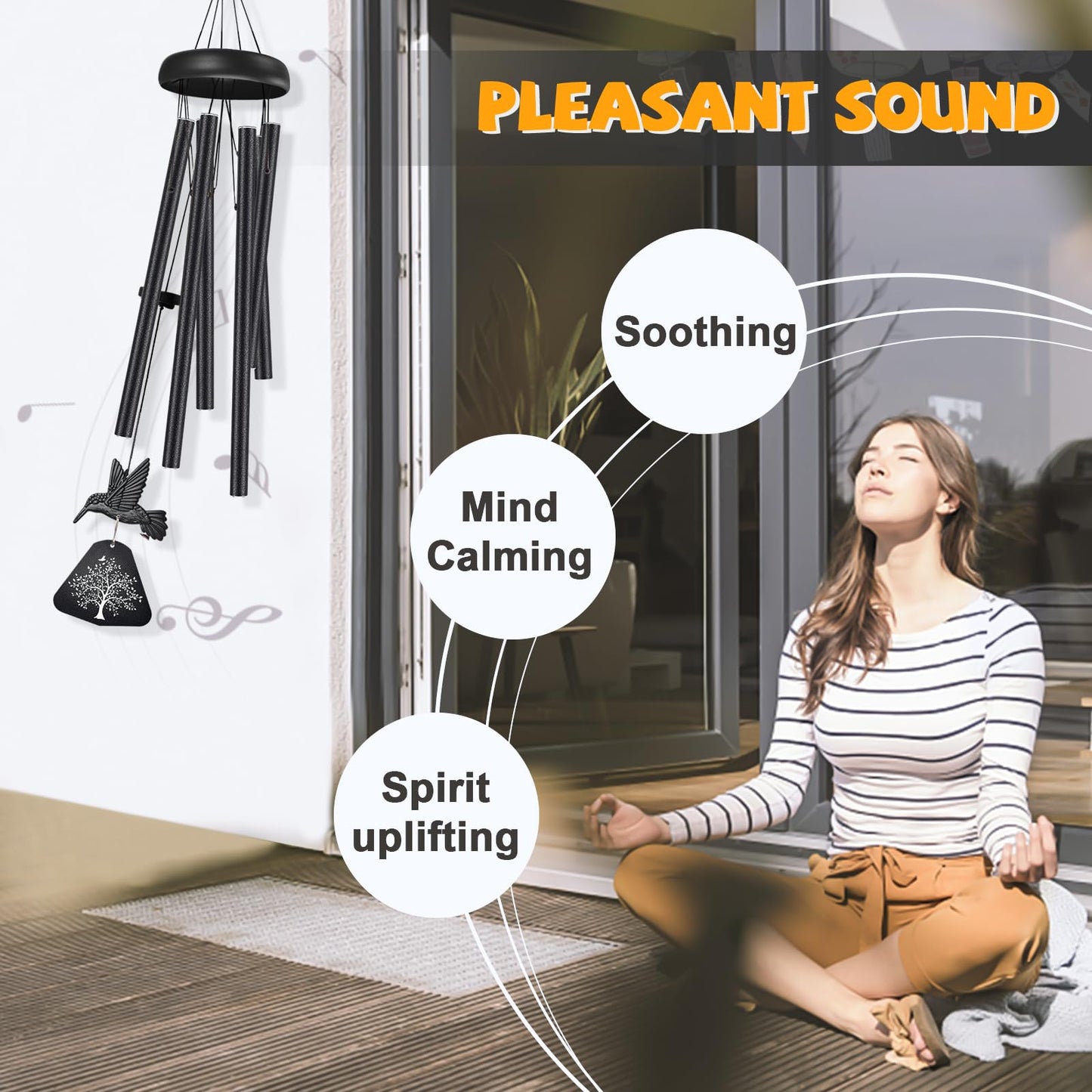 Sympathy Wind Chimes for Outside Deep Tone, Memorial Wind Chimes for Loss of Loved One Prime, Bereavement Condolence Remembrance Funeral Gifts for Grieving Friends Loss of Mother Father