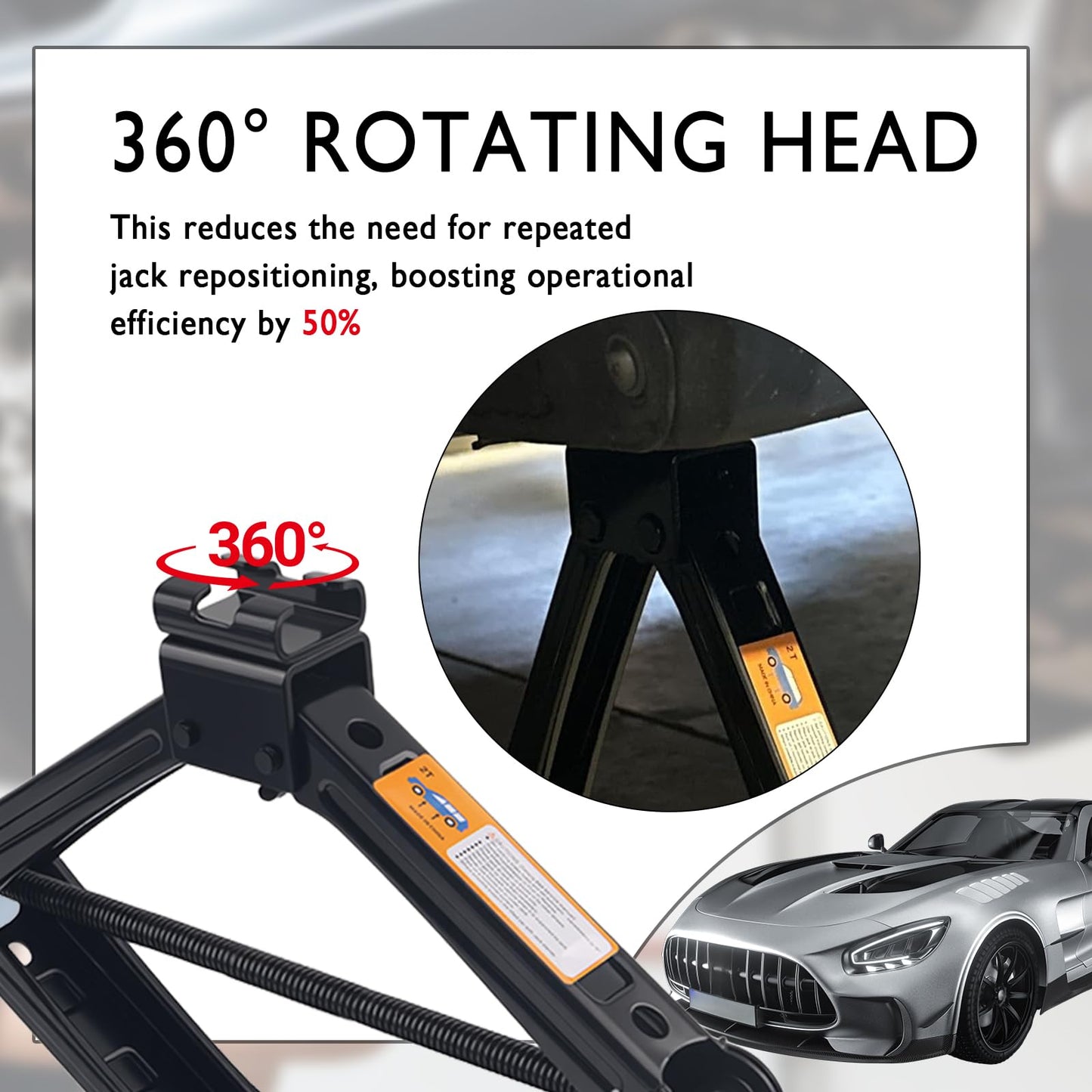 Scissor Car Jacks Lift Kit with Wrench,2 Ton Scissor Jack for Car with 3.94-15.35" Lift Range,Heavy-Duty Tire Jack Kit for Cars with 360° Swivel Head for Auto Tire Change