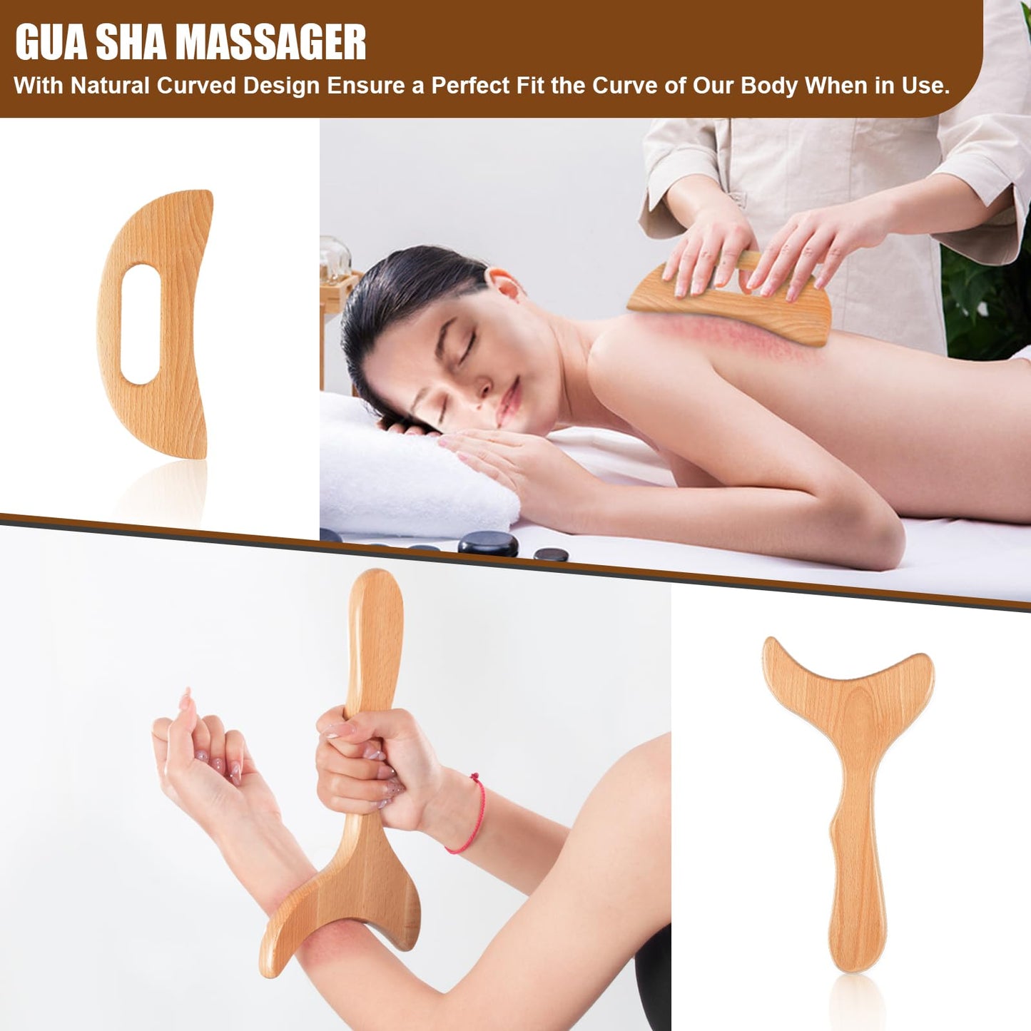 KintKita Wood Therapy Massage Tool 6 in 1,Lymphatic Drainage Massager Maderoterapia Kit Professional Body Cellulite Massager for Body Sculpting,Contouring,Relief Muscle,Anti-Cellulite