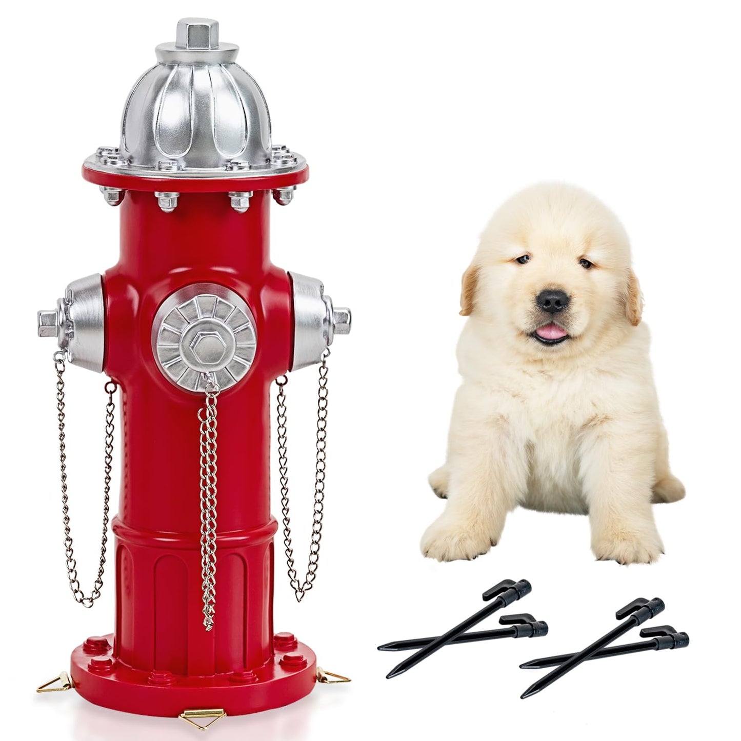 Dog Fire Hydrant Pee Post, Prefdo Puppy Pee Post Training Statue, Indoor Outdoor Fire Hydrant Decor Figurines for Yard Art Garden Lawn, Gift for Fireman (14.5 inch)