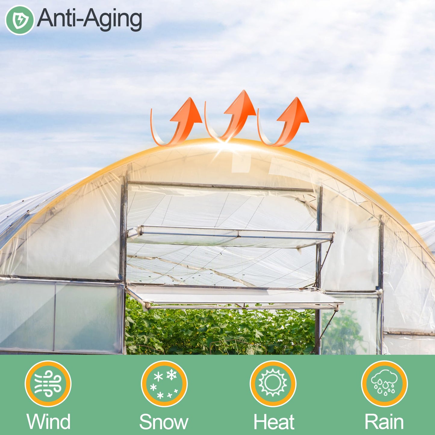 16 x 26 FT Clear Greenhouse Plastic Sheeting, 6 Mil Polyethylene Film Heavy Duty, Water Sun Frost Wind Dust Resistant Winter Hoop House Toughness Plastic Cover for Farming, Gardening, Agriculture, DIY