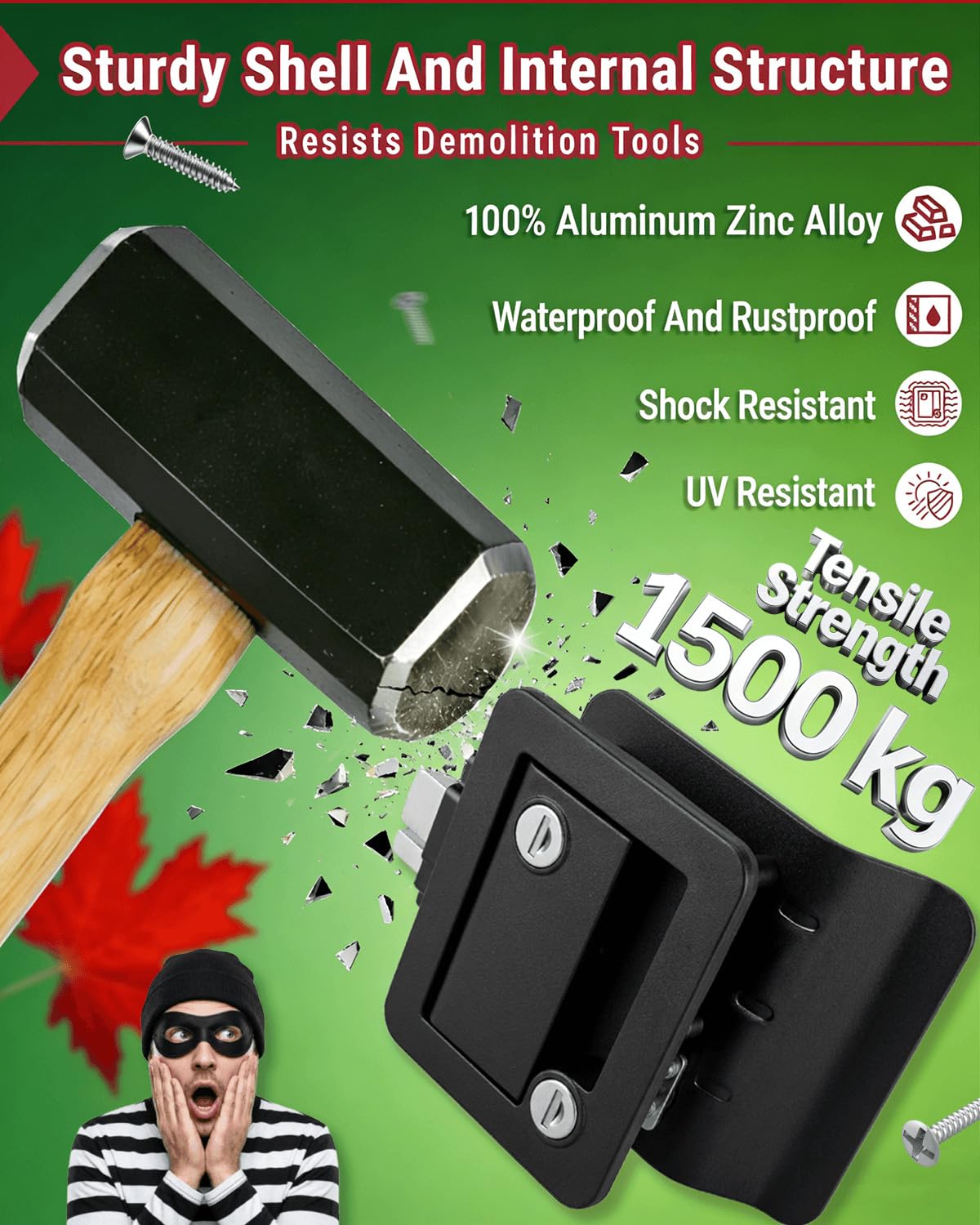 ZARIXOL RV Door Lock 100% Aluminum-Zinc Alloy with Paddle Deadbolt Black, Travel Door Lock for Travel Trailer Cargo Hauler, Includes 4 Universal Keys, Screwdriver, Mounting & Strike Plate