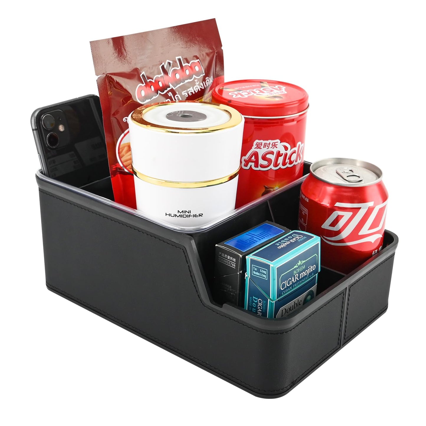keketuohai Car Seat Back Organizer with 3 Storage Compartments,Car Organizer Between Seat Car Armrest Storage Box with Cup Holder Tray Car Interior Console & Oragnizer(Black)