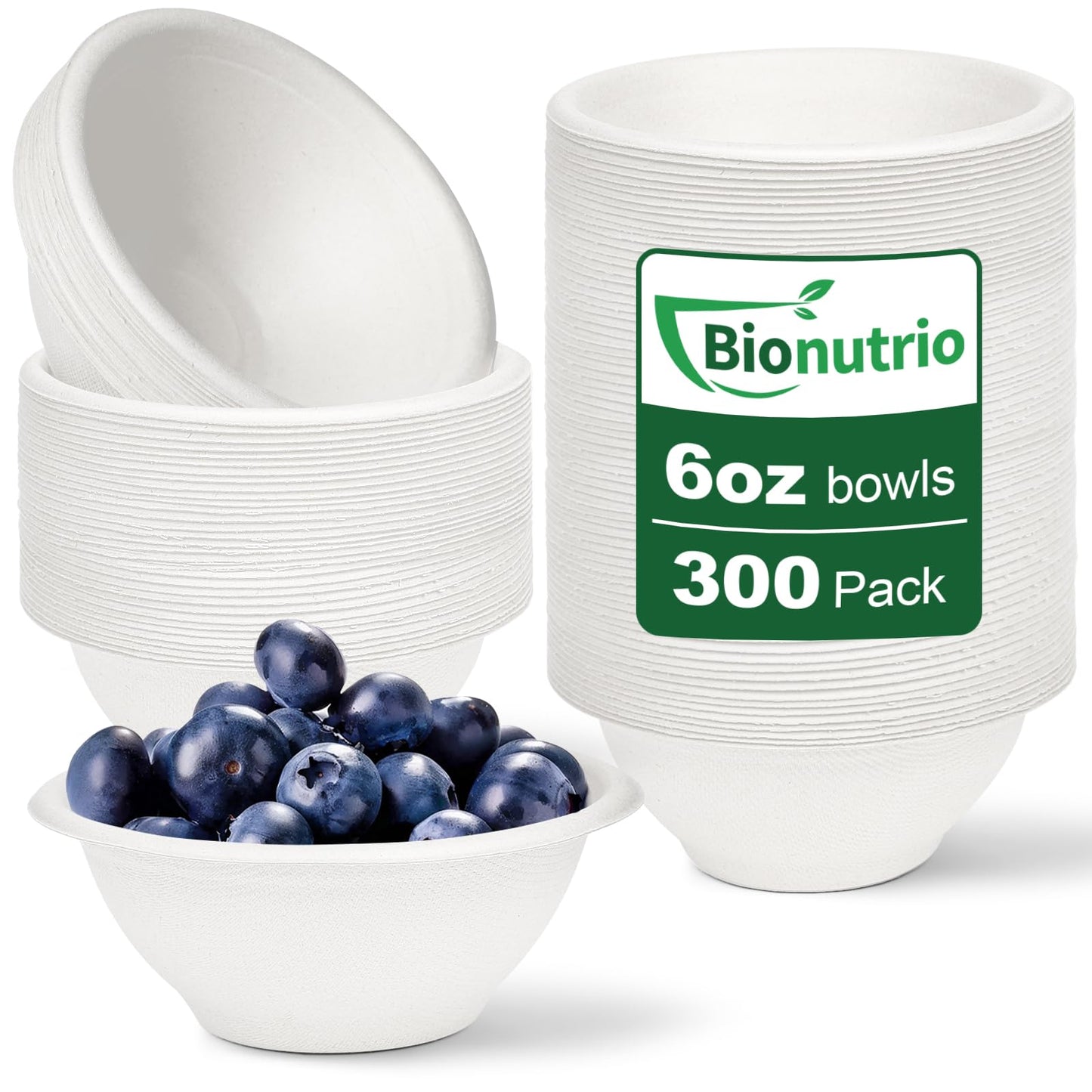 Bionutrio 6 oz Disposable Bowls, 300 Pack Compostable Small Bowls