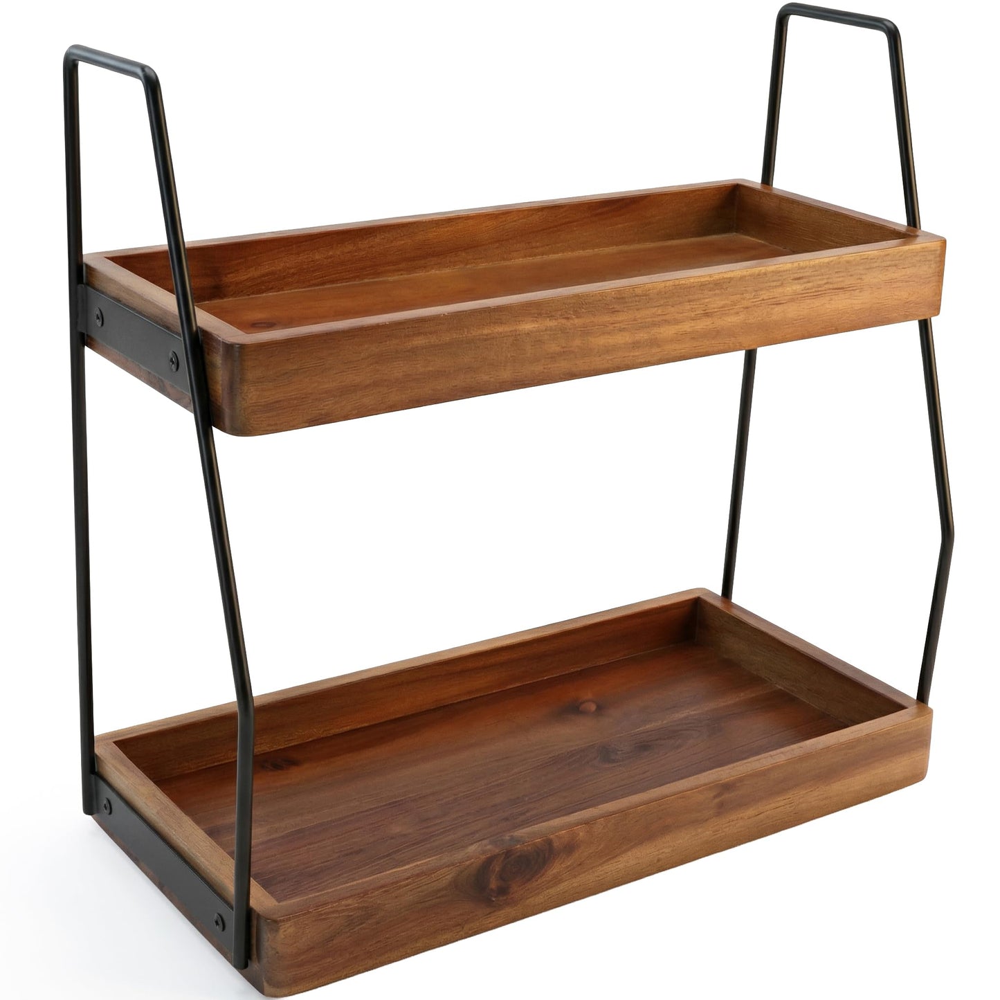 Acacia Bathroom Organizer Countertop 13.6 x 14 x 6.7 inches, 2-Tier Wood Counter Standing Rack, Countertop Storage Shelf for Organizing Bathroom Kitchen Office Desk Vanity Cosmetic Balcony