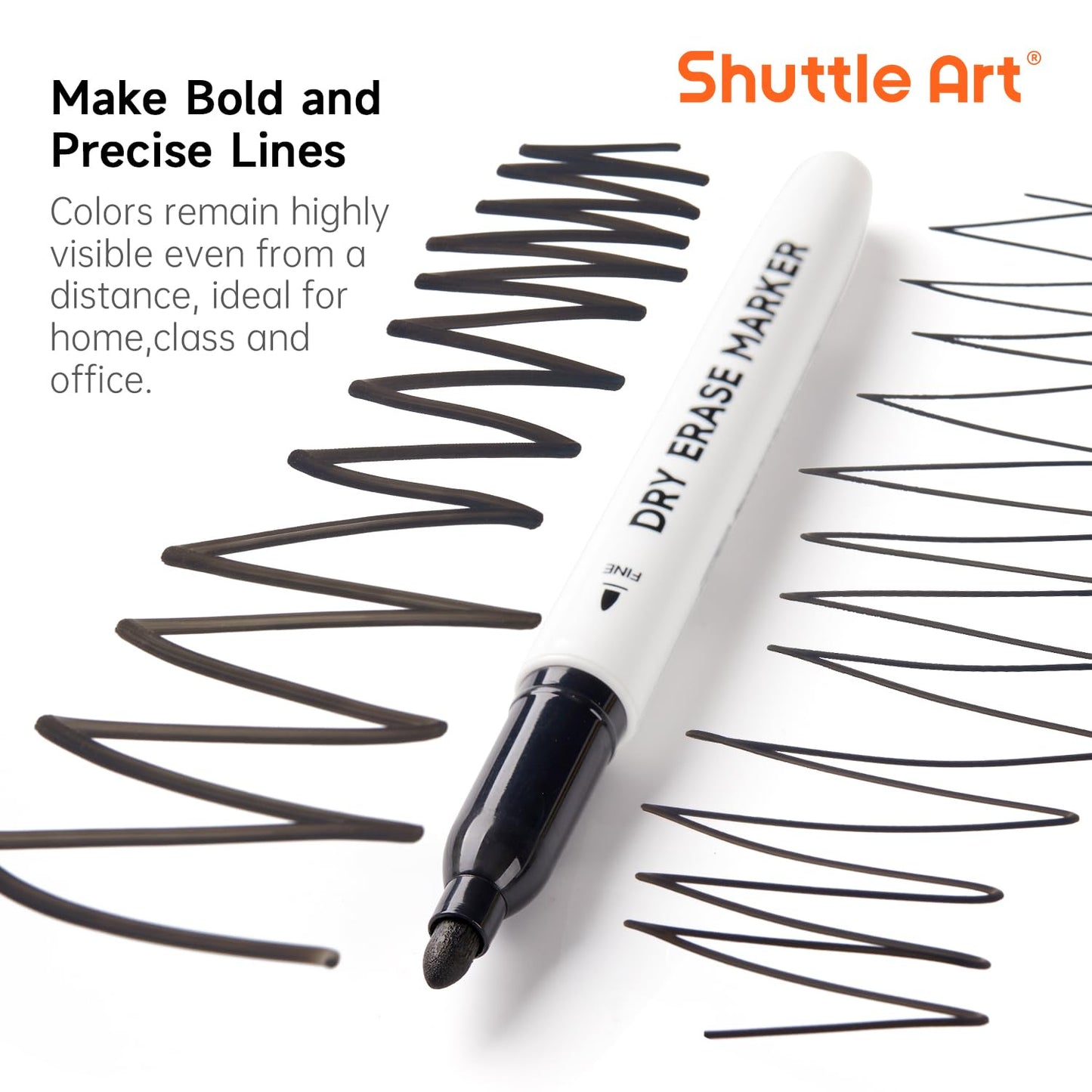 Shuttle Art Black Dry Erase Markers, 60 Pack Magnetic Whiteboard Markers with Erase,Fine Point Dry Erase Markers Perfect For Writing on Whiteboards, Dry-Erase Boards,Mirrors for School Office Home