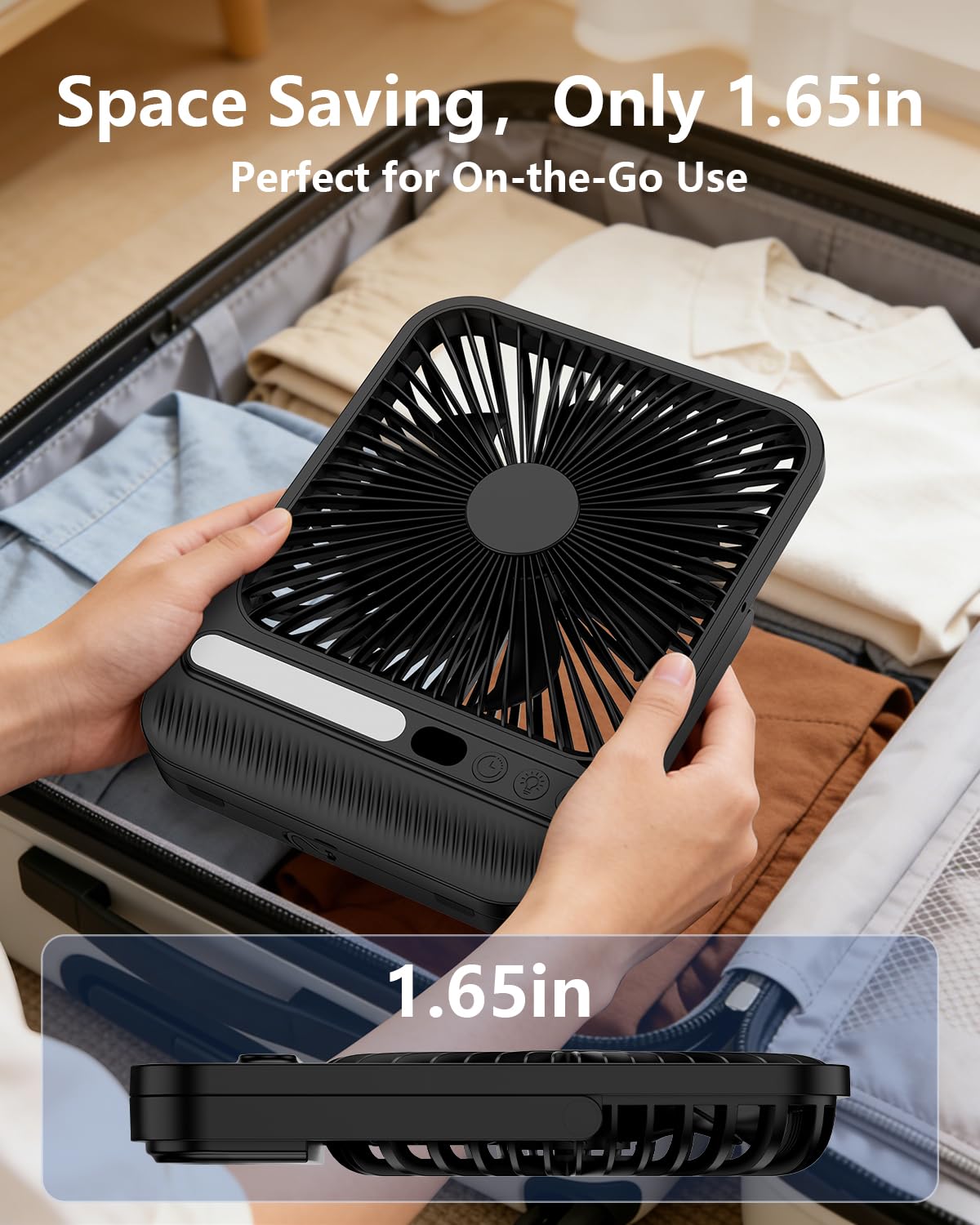 Nuerst 7in Portable Travel Fan for Sleeping with Lights,Timer & Digital Display, 8000mAh Max 28H Runtime 1.65in Ultra-Thin Cruie Fan Battery Operated for Home Office Travel Cruise Essentials 2026