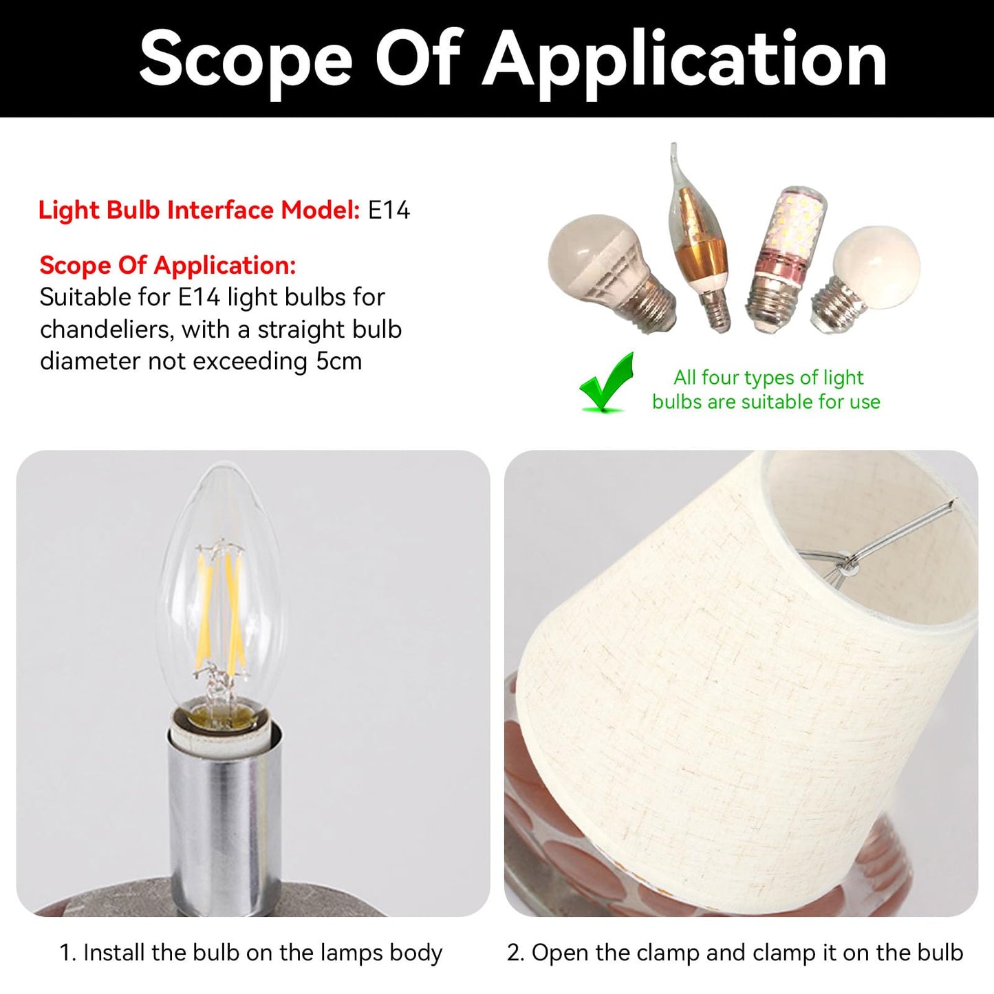 Chandelier Shades Set of 6, Small Lampshade Clip on Lamp Shade Cover E14 Table Floor Lamp Shade Replacement for Table Chandelier Wall Lamp