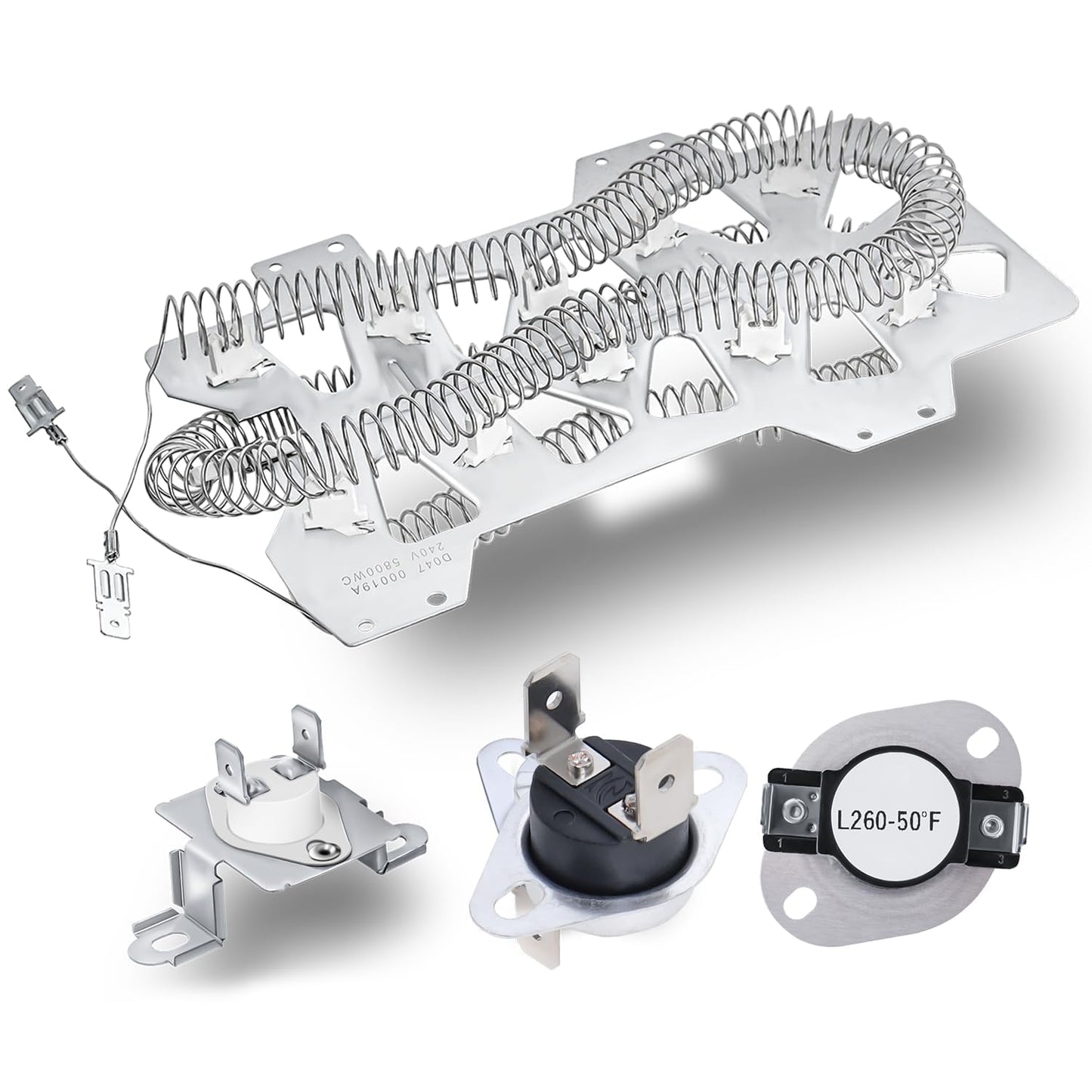 Podoy DC47-00019A Dryer Heating Element- 95% Nickel+ - Compatible with Sam-sung Ken-more Dryer Parts DC47-00019A with DC47-00016A, DC47-00018A Dryer Thermostat, DC96-00887A Dryer Thermal Fuse Parts