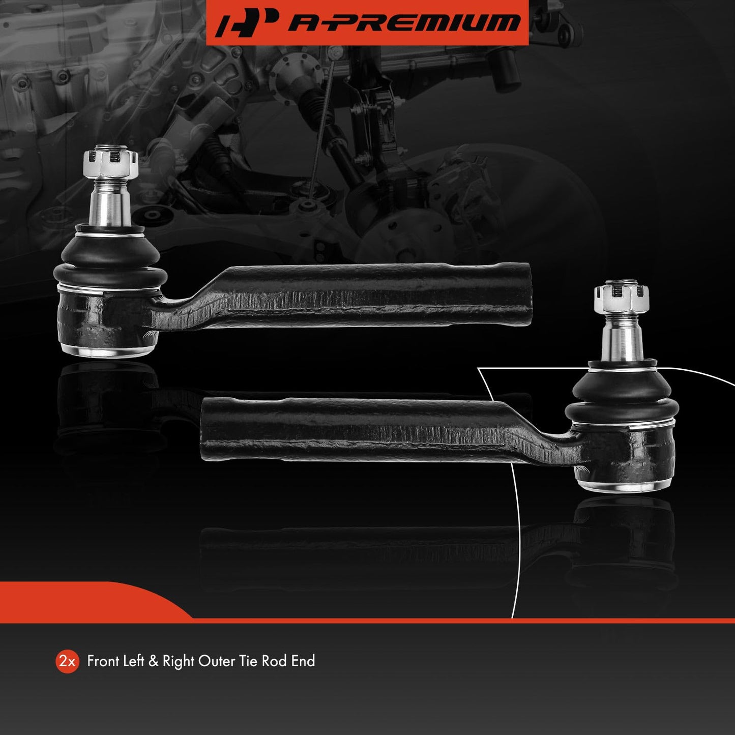 A-Premium 2 x Front Outer Tie Rod Ends, Compatible with Subaru Outback 00-14, Forester 98-19, Impreza 93-16, Crosstrek 16-19, Legacy 93-14, Ascent 19, Tribeca 08-14, WRX (STI) 13-19, Saab 9-2X 05-06