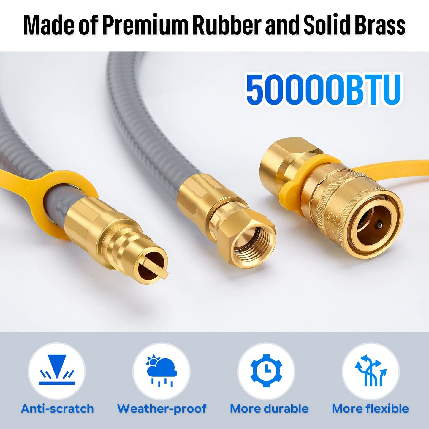 WADEO 5249 Propane to Natural Gas Conversion Kit, 10 Feet 3/8” Natural Gas Hose with Quick Connect Fitting, Compatible with Blackstone 28"&36" Griddles, Tailgater & Single Burner Rec Stove