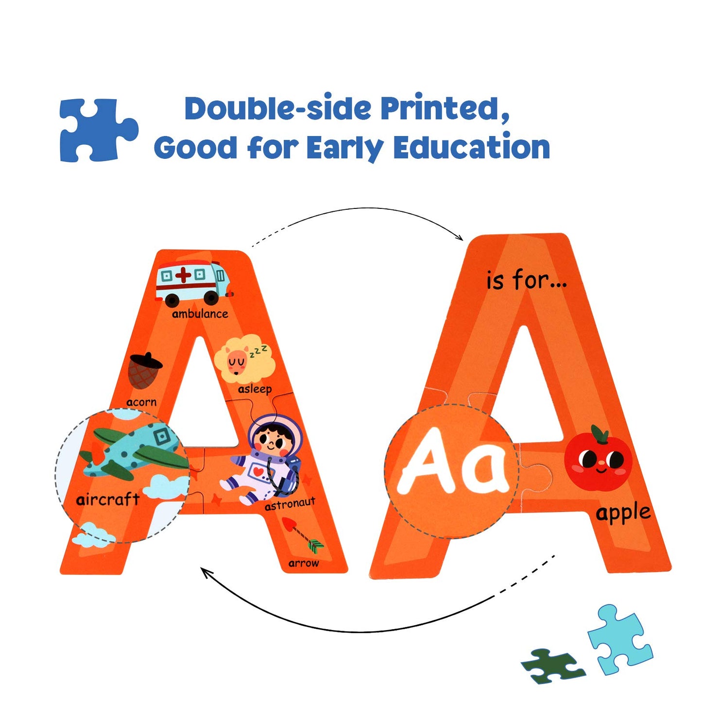SYNARRY Wooden Puzzles for Kids Ages 3-5, ABC Learning for Toddlers Ages 3+, Sight Words Letter Puzzles Montessori Toys Educational for Preschool Boys Girls