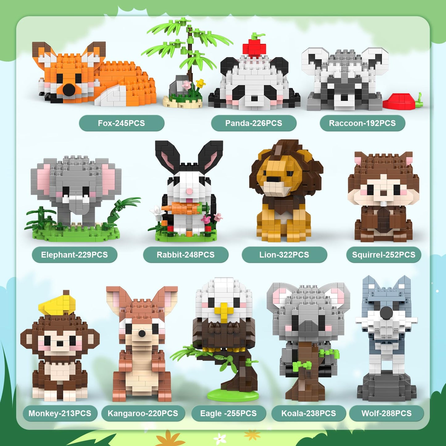 12 Pack Animal Party Favors Building Sets, Mini Animals Building Blocks Decor Model Kits, Goodie Bags Stuffers, Classroom Small Prize Toys Gifts for Adults Teens Age 14+