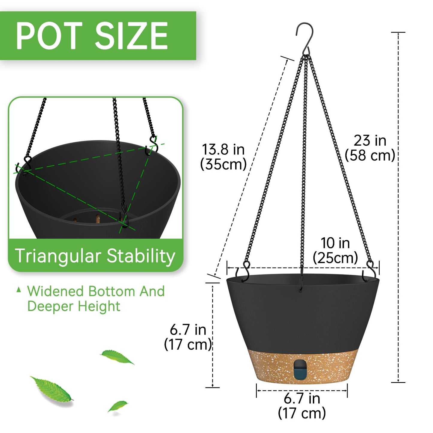 ZMTECH Hanging Planters for Indoor Plants, Hanging Baskets, Plant Hanger 2 Pack 10 Inch Gray with Iron Chain Hook, Indoor Outdoor, Living Room Bedroom Balcony Porch Patio