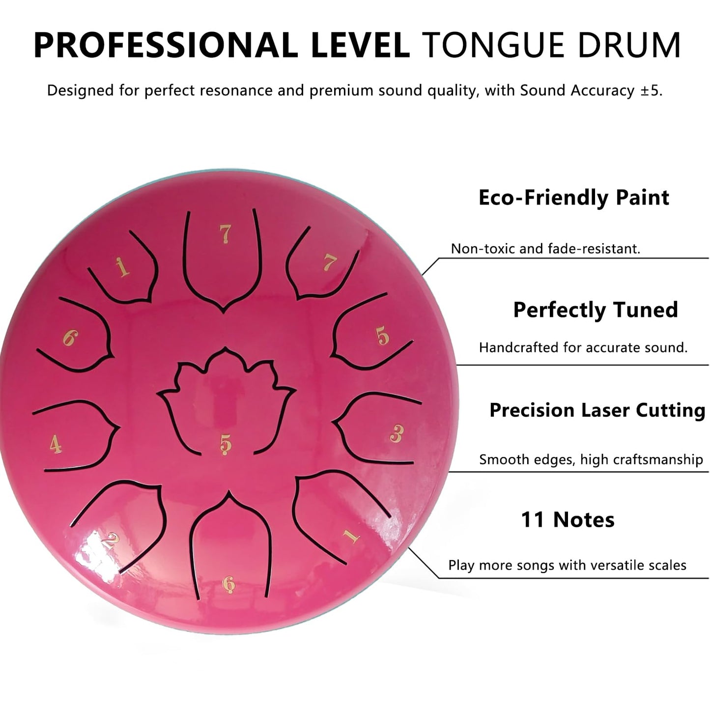 Rain Drum for Outside Garden, 8-Inch Steel Tongue Drum with 11 Notes, Percussion Instrument, Includes Packing Bag, Music Book, and Mallets, Ideal for Meditation, Yoga, and Relaxation